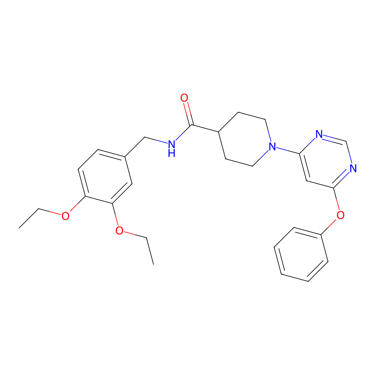 N-(3,4-diethoxybenzyl)-1-(6-phenoxypyrimidin-4-yl)piperidine-4-carboxamide molecular structure, CAS 1116045-13-6