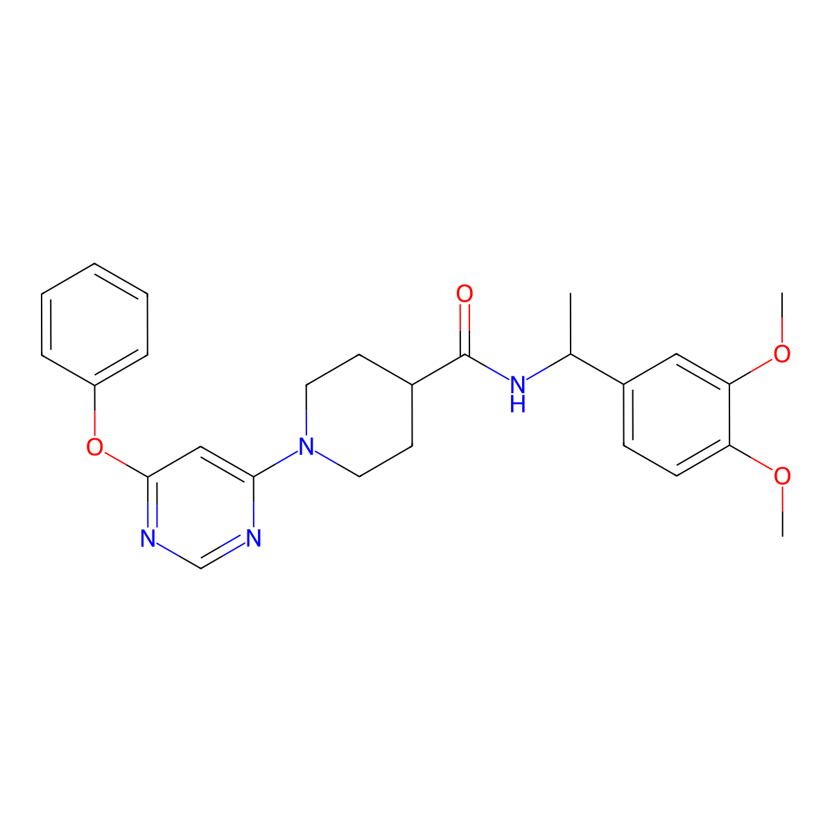N-[1-(3,4-dimethoxyphenyl)ethyl]-1-(6-phenoxypyrimidin-4-yl)piperidine-4-carboxamide molecular structure, CAS 1116045-15-8