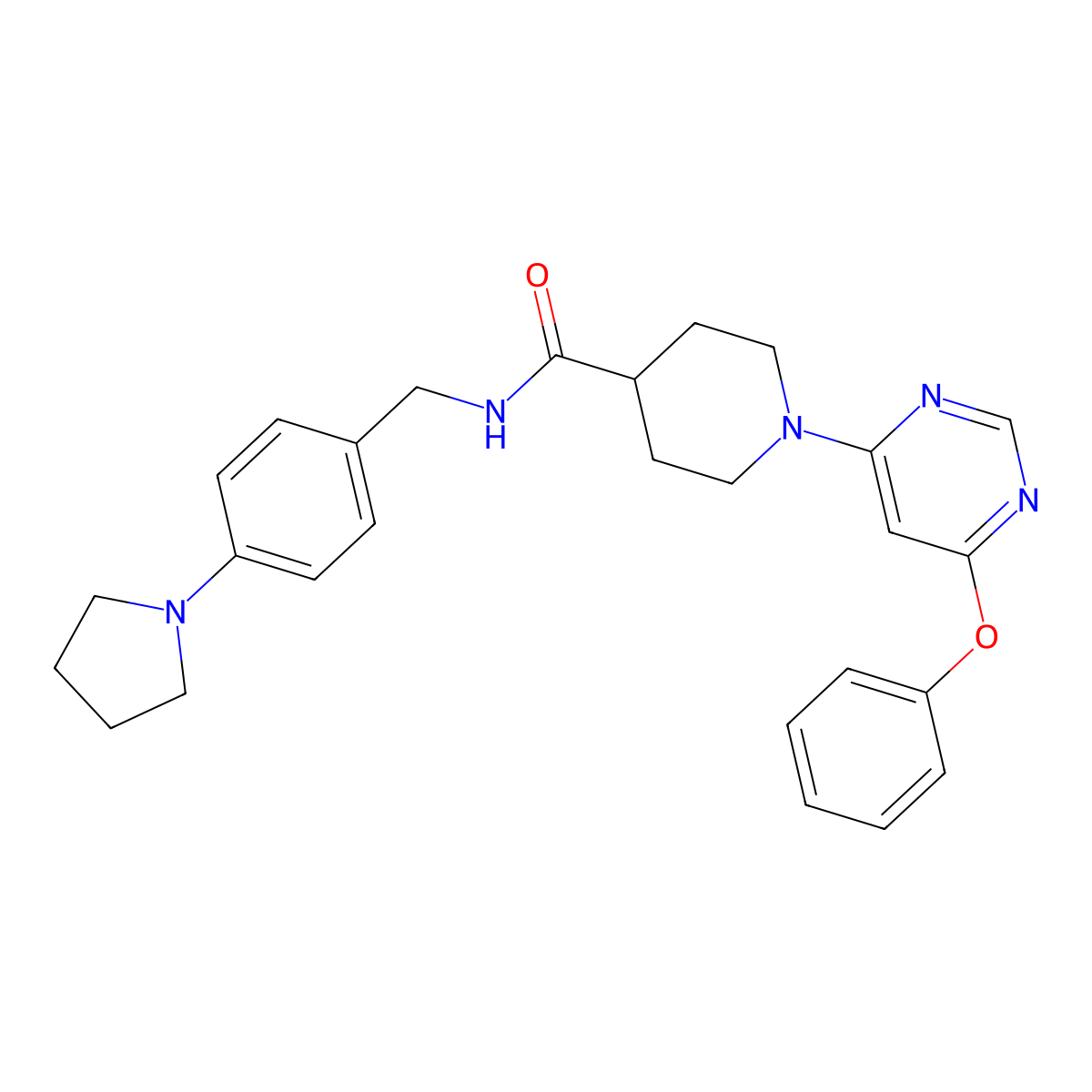 1-(6-phenoxypyrimidin-4-yl)-N-(4-(pyrrolidin-1-yl)benzyl)piperidine-4-carboxamide molecular structure, CAS 1116045-17-0