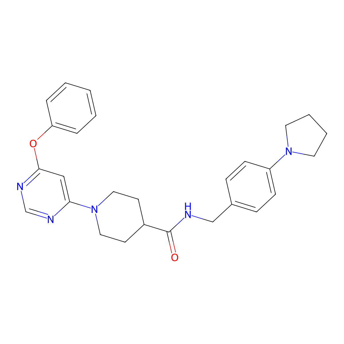 1-(6-phenoxypyrimidin-4-yl)-N-(4-(pyrrolidin-1-yl)benzyl)piperidine-4-carboxamide molecular structure, CAS 1116045-17-0