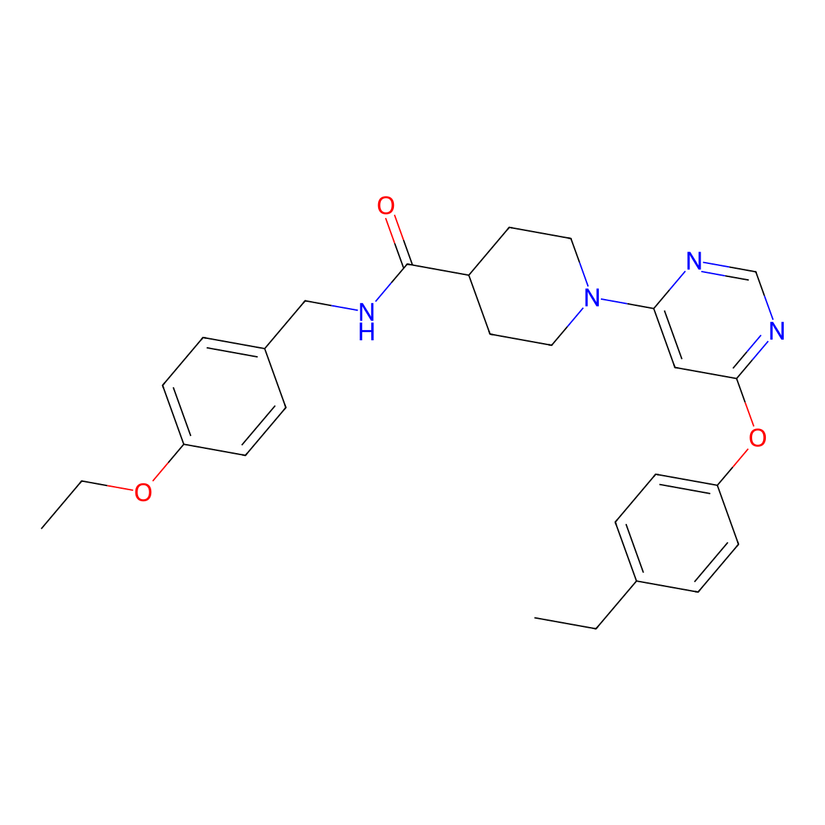 N-(4-ethoxybenzyl)-1-(6-(4-ethylphenoxy)pyrimidin-4-yl)piperidine-4-carboxamide molecular structure, CAS 1116045-21-6