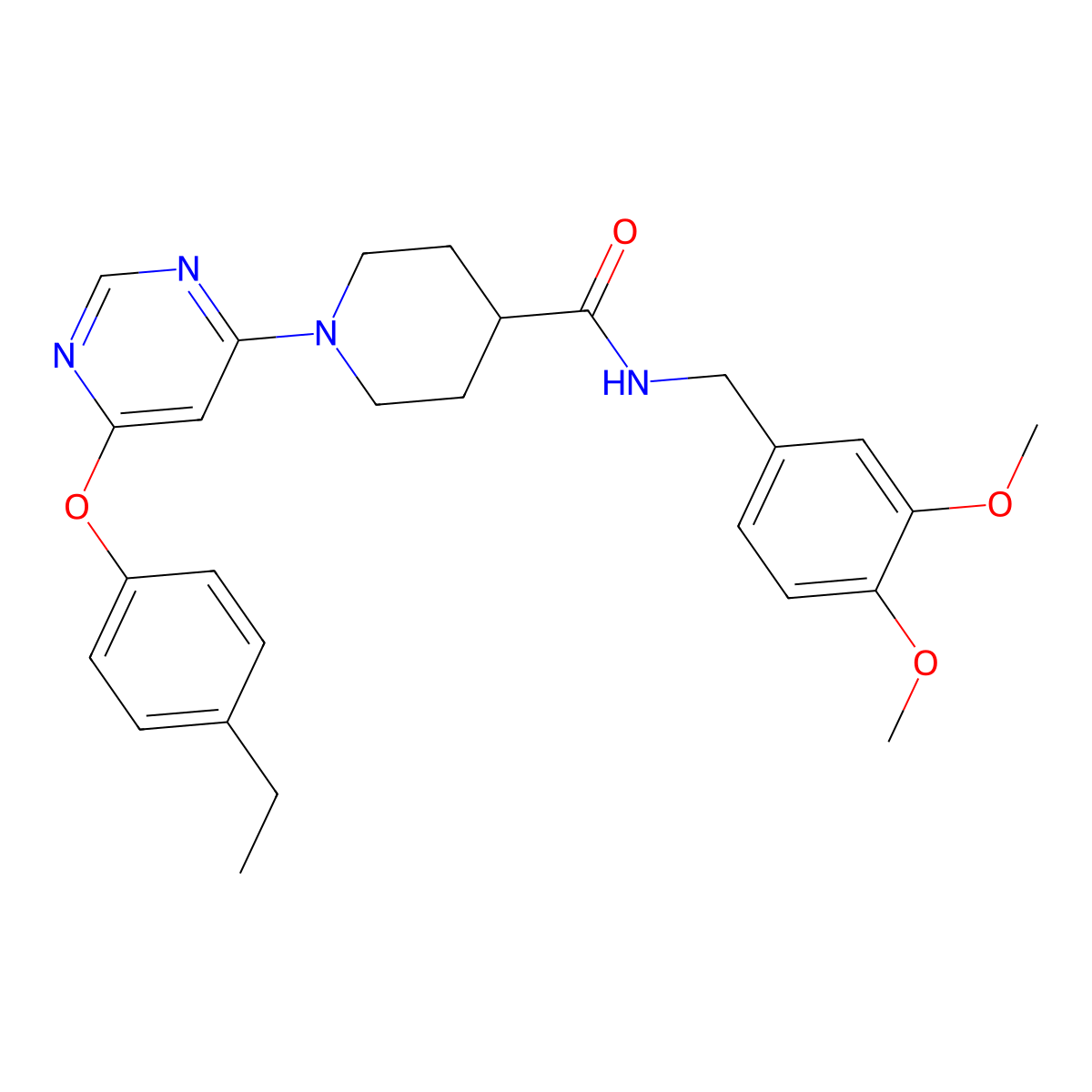 N-(3,4-dimethoxybenzyl)-1-[6-(4-ethylphenoxy)pyrimidin-4-yl]piperidine-4-carboxamide molecular structure, CAS 1116045-22-7