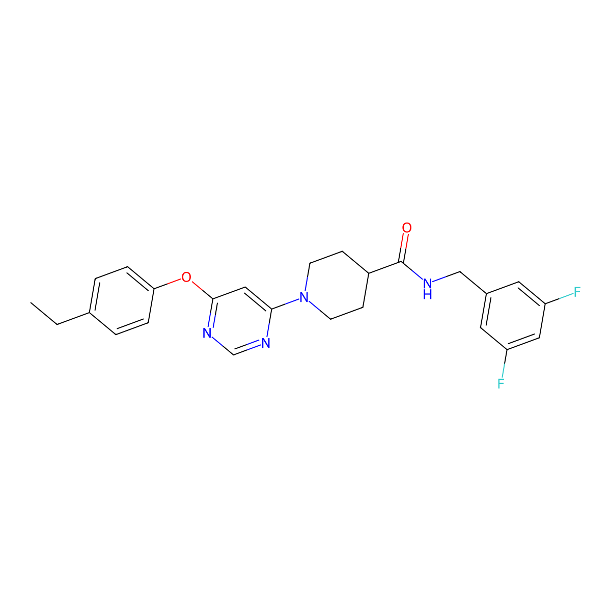 N-(3,5-difluorobenzyl)-1-[6-(4-ethylphenoxy)pyrimidin-4-yl]piperidine-4-carboxamide molecular structure, CAS 1116045-24-9
