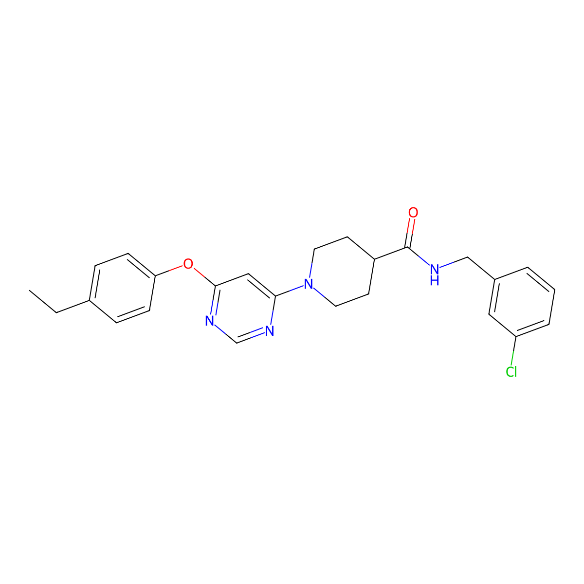 N-(3-chlorobenzyl)-1-[6-(4-ethylphenoxy)pyrimidin-4-yl]piperidine-4-carboxamide molecular structure, CAS 1116045-25-0