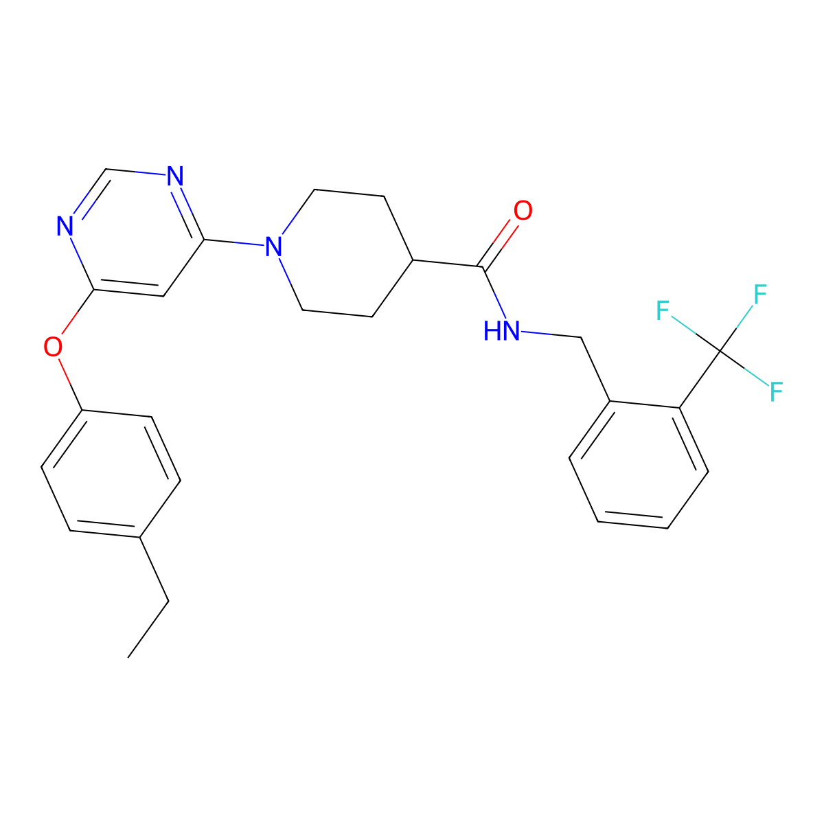 1-[6-(4-ethylphenoxy)pyrimidin-4-yl]-N-[2-(trifluoromethyl)benzyl]piperidine-4-carboxamide molecular structure, CAS 1116045-28-3