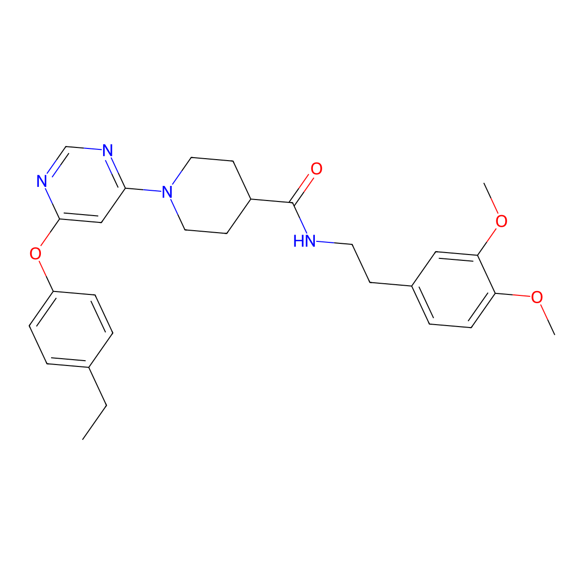 N-[2-(3,4-dimethoxyphenyl)ethyl]-1-[6-(4-ethylphenoxy)pyrimidin-4-yl]piperidine-4-carboxamide molecular structure, CAS 1116045-30-7