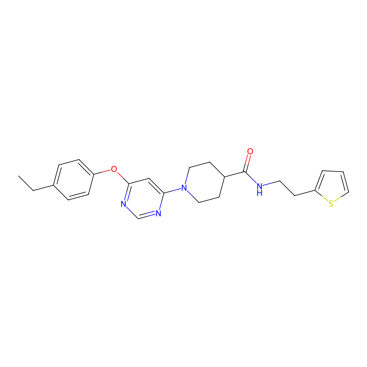 1-[6-(4-ethylphenoxy)pyrimidin-4-yl]-N-[2-(thiophen-2-yl)ethyl]piperidine-4-carboxamide molecular structure, CAS 1116045-31-8
