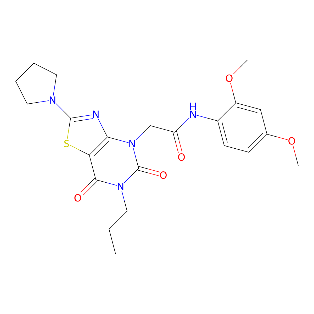 N-(2,4-dimethoxyphenyl)-2-(5,7-dioxo-6-propyl-2-(pyrrolidin-1-yl)-6,7-dihydrothiazolo[4,5-d]pyrimidin-4(5H)-yl)acetamide molecular structure, CAS 1116048-32-8