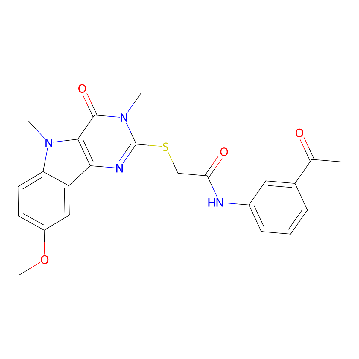 N-(3-acetylphenyl)-2-({8-methoxy-3,5-dimethyl-4-oxo-3H,4H,5H-pyrimido[5,4-b]indol-2-yl}sulfanyl)acetamide molecular structure, CAS 1116055-77-6