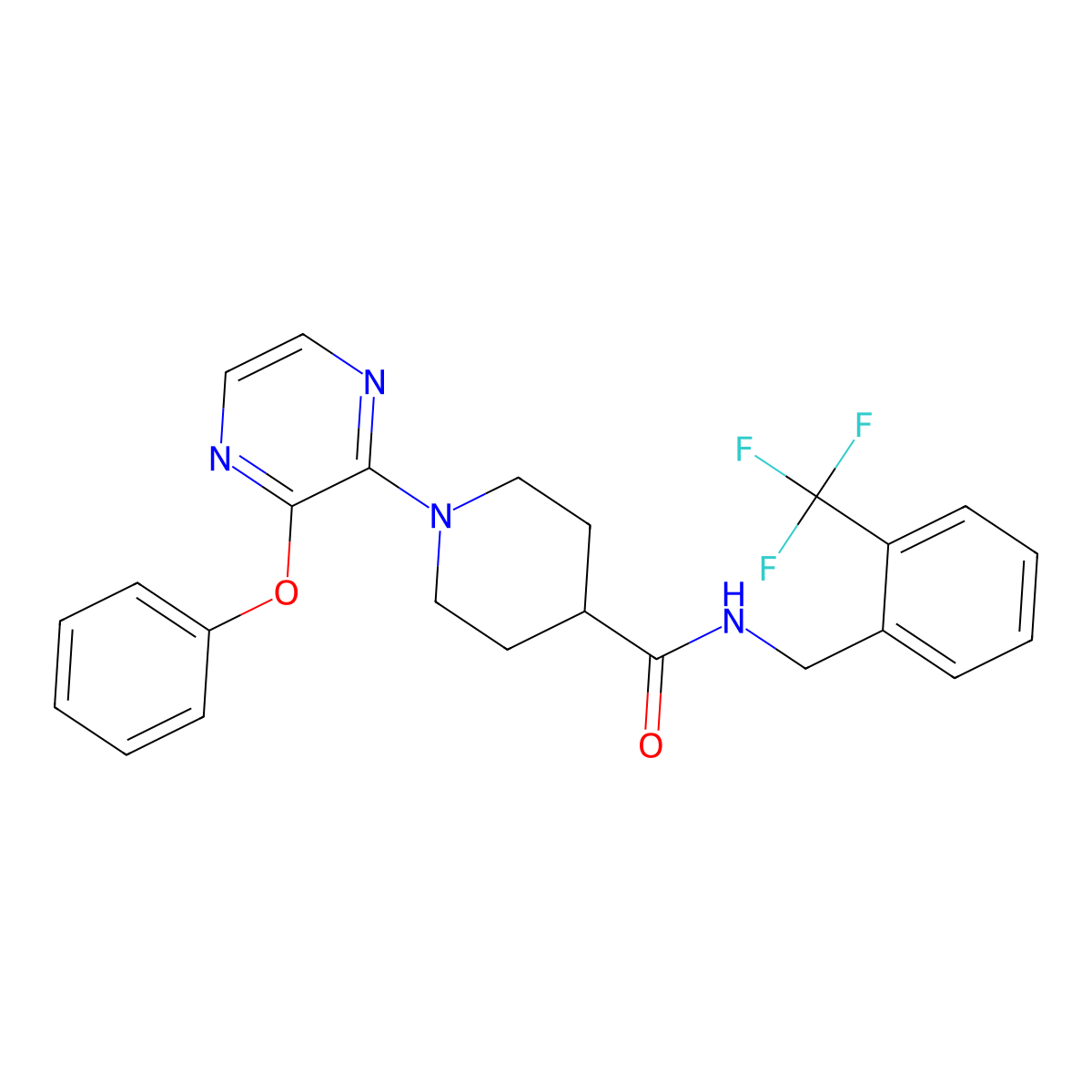 1-(3-Phenoxypyrazin-2-yl)-N-(2-(trifluoromethyl)benzyl)piperidine-4-carboxamide molecular structure, CAS 1116056-45-1