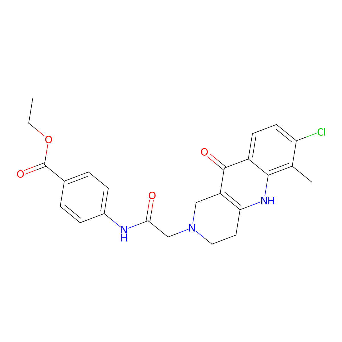 Ethyl 4-[[2-(7-chloro-6-methyl-10-oxo-1,3,4,5-tetrahydrobenzo[b][1,6]naphthyridin-2-yl)acetyl]amino]benzoate molecular structure, CAS 1116060-32-2