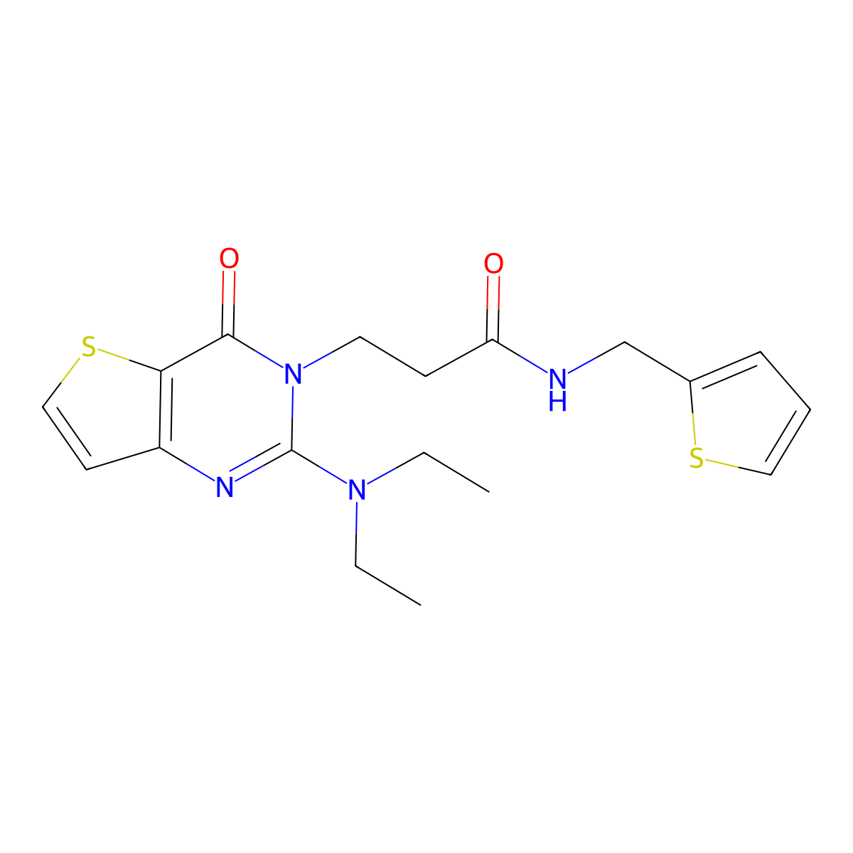 3-[2-(diethylamino)-4-oxo-3H,4H-thieno[3,2-d]pyrimidin-3-yl]-N-[(thiophen-2-yl)methyl]propanamide molecular structure, CAS 1116060-75-3