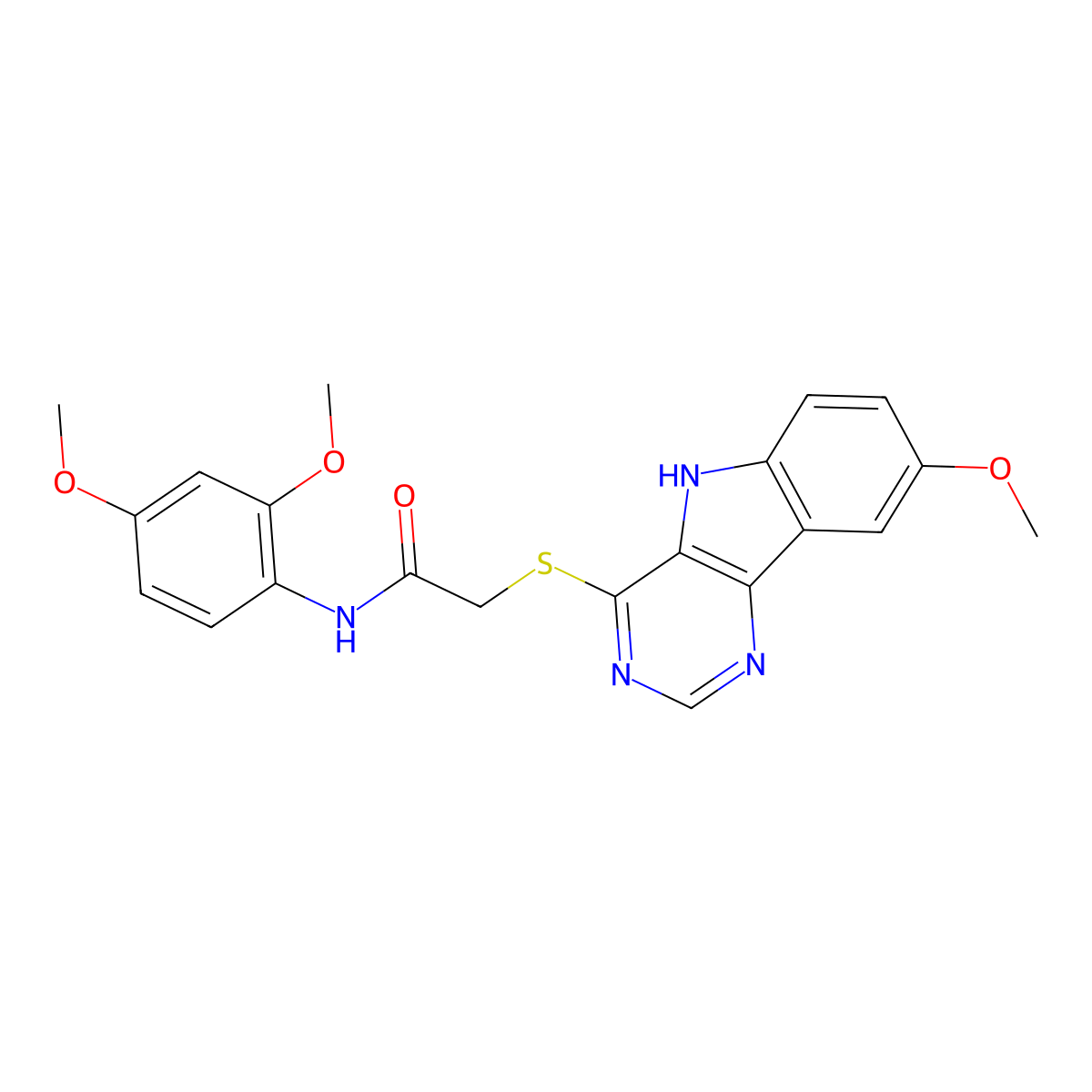 N-(2,4-dimethoxyphenyl)-2-((8-methoxy-5H-pyrimido[5,4-b]indol-4-yl)thio)acetamide molecular structure, CAS 1116063-30-9
