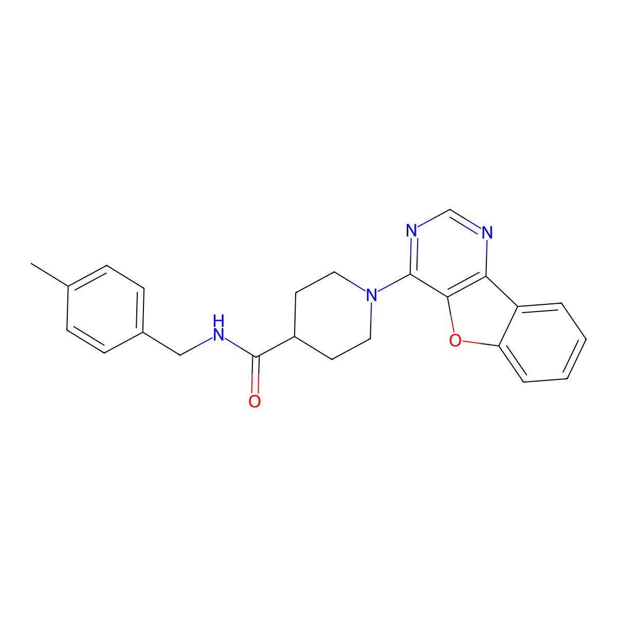 1-([1]benzofuro[3,2-d]pyrimidin-4-yl)-N-(4-methylbenzyl)piperidine-4-carboxamide molecular structure, CAS 1116064-76-6