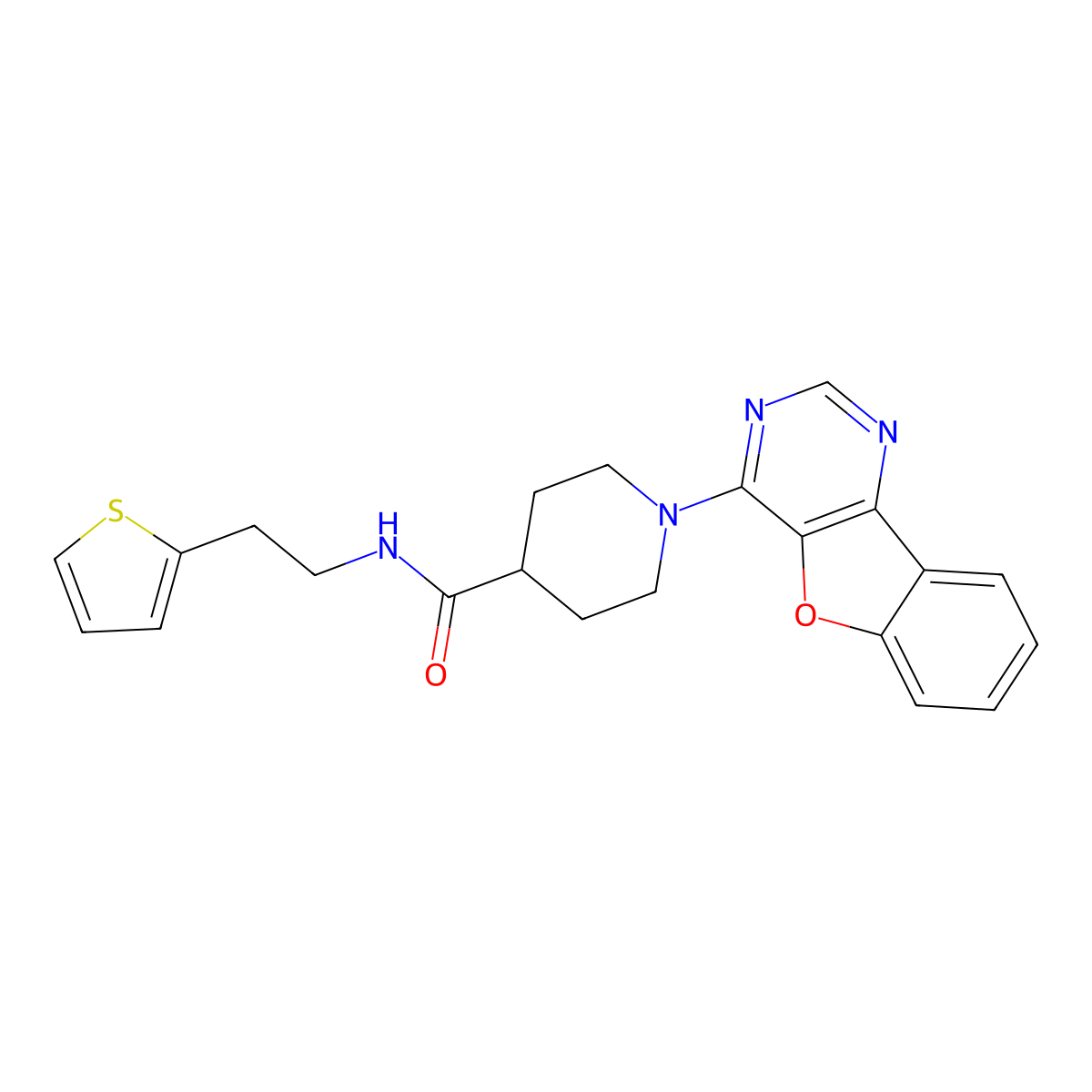 1-([1]benzofuro[3,2-d]pyrimidin-4-yl)-N-[2-(thiophen-2-yl)ethyl]piperidine-4-carboxamide molecular structure, CAS 1116064-78-8