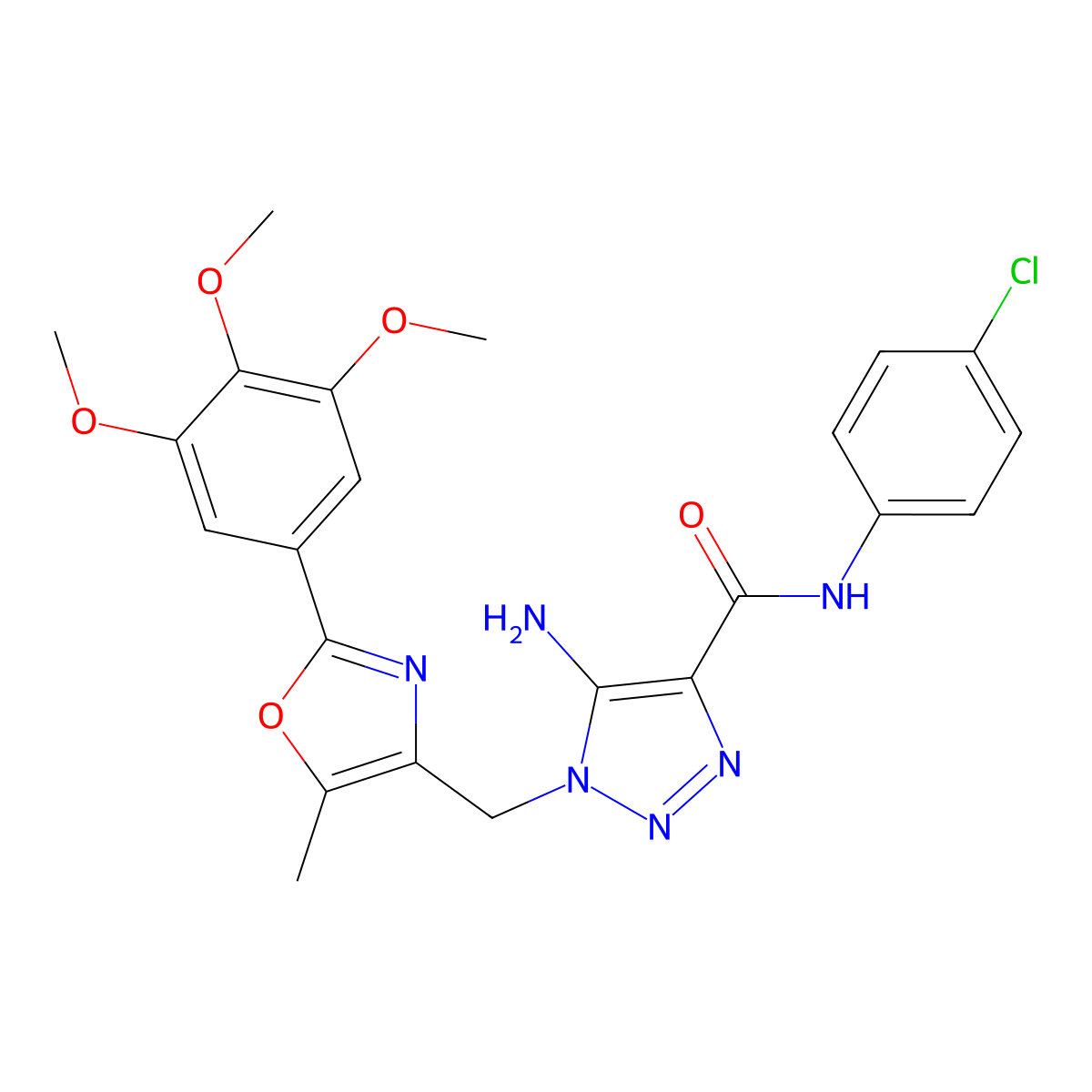 5-amino-N-(4-chlorophenyl)-1-{[5-methyl-2-(3,4,5-trimethoxyphenyl)-1,3-oxazol-4-yl]methyl}-1H-1,2,3-triazole-4-carboxamide molecular structure, CAS 1116065-17-8