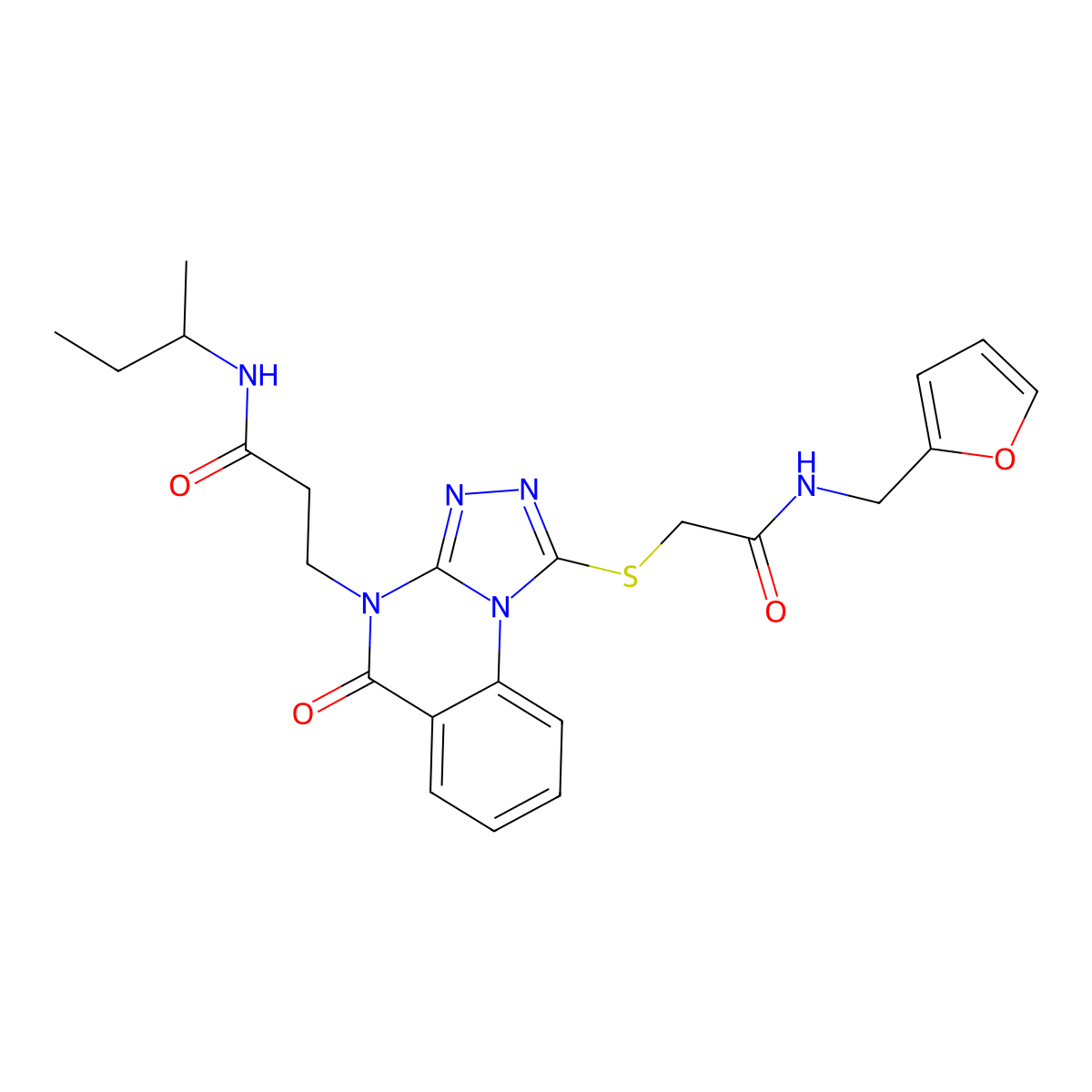 N-(butan-2-yl)-3-{1-[({[(furan-2-yl)methyl]carbamoyl}methyl)sulfanyl]-5-oxo-4H,5H-[1,2,4]triazolo[4,3-a]quinazolin-4-yl}propanamide molecular structure, CAS 1116065-26-9