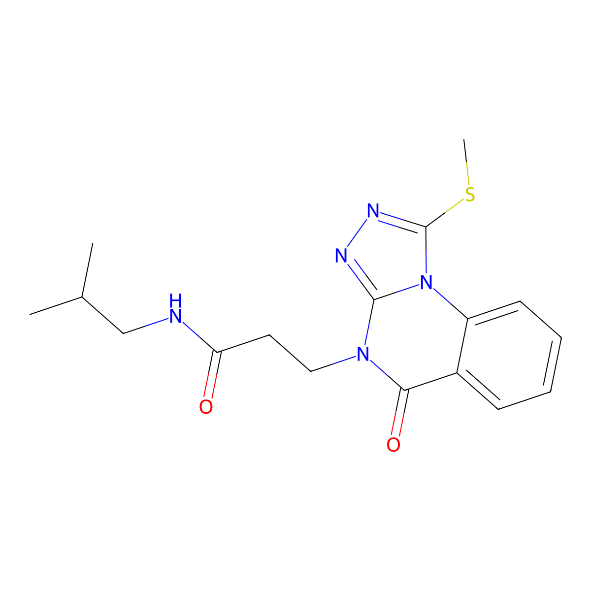 N-(2-methylpropyl)-3-[1-(methylsulfanyl)-5-oxo-4H,5H-[1,2,4]triazolo[4,3-a]quinazolin-4-yl]propanamide molecular structure, CAS 1116065-27-0