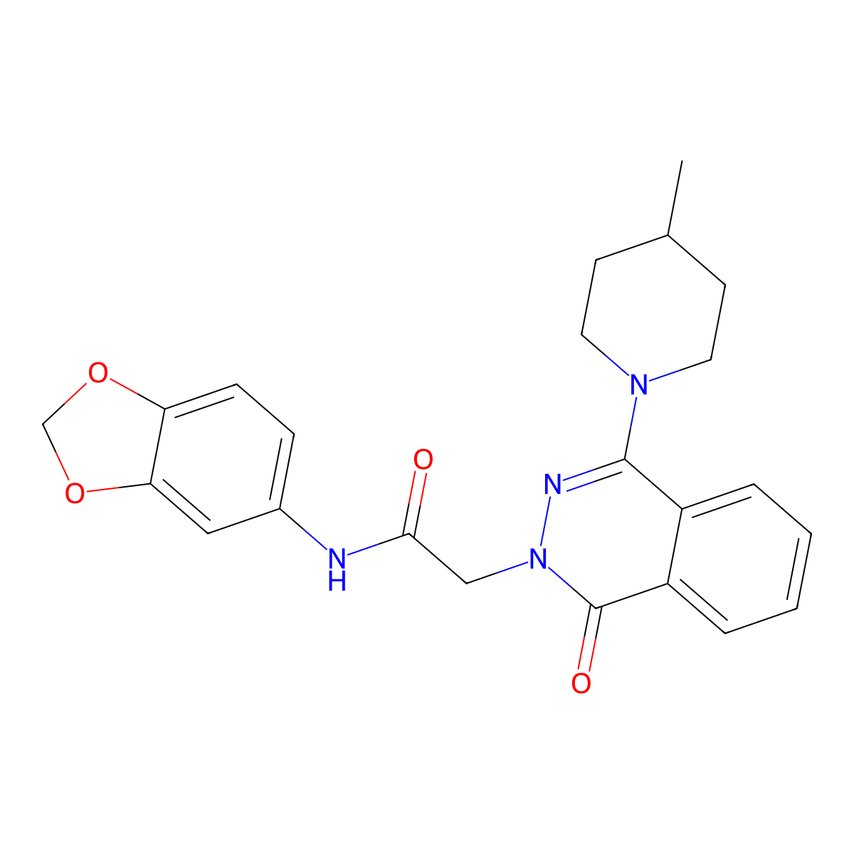 N-(benzo[d][1,3]dioxol-5-yl)-2-(4-(4-methylpiperidin-1-yl)-1-oxophthalazin-2(1H)-yl)acetamide molecular structure, CAS 1116070-76-8