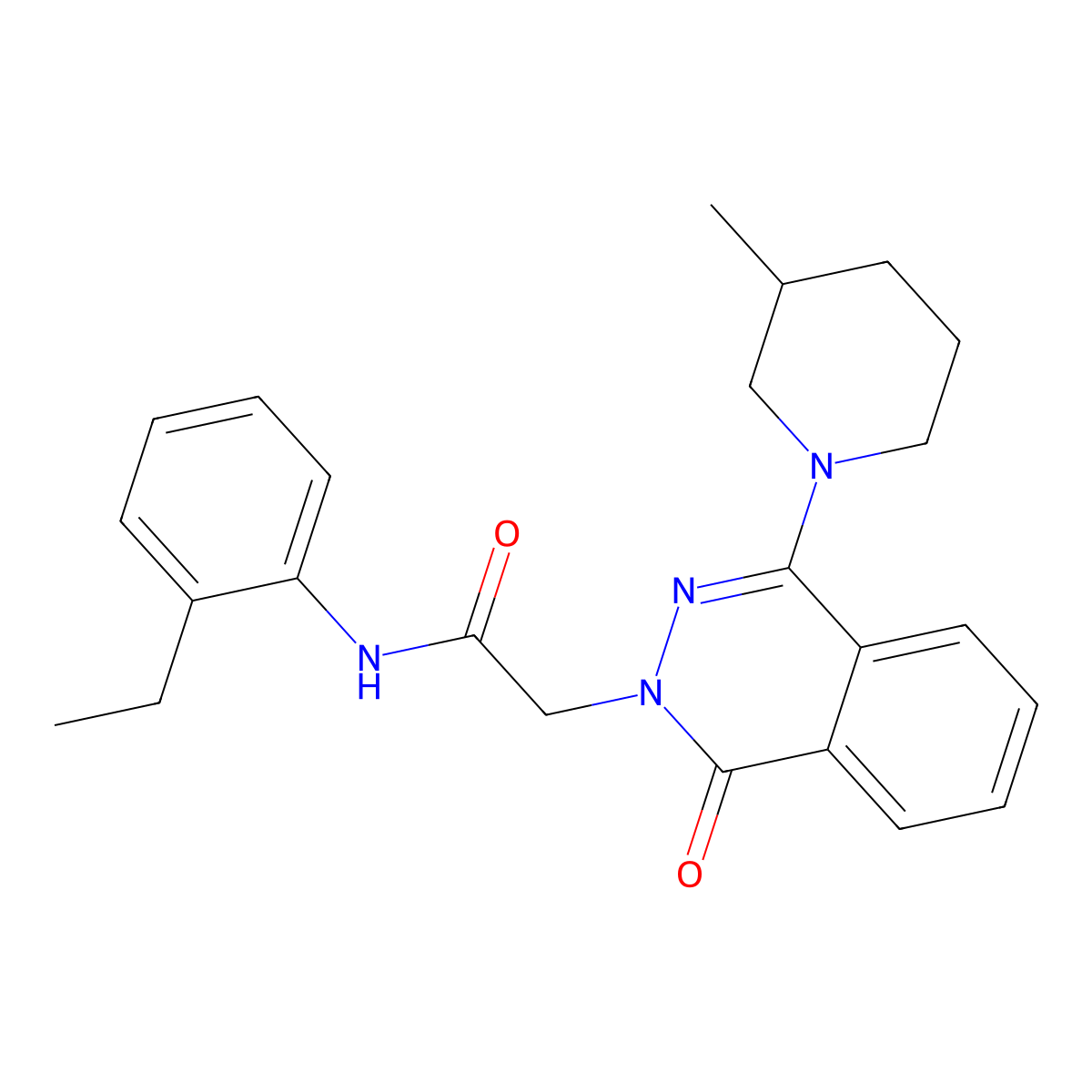 N-(2-ethylphenyl)-2-[4-(3-methylpiperidin-1-yl)-1-oxo-1,2-dihydrophthalazin-2-yl]acetamide molecular structure, CAS 1116071-01-2