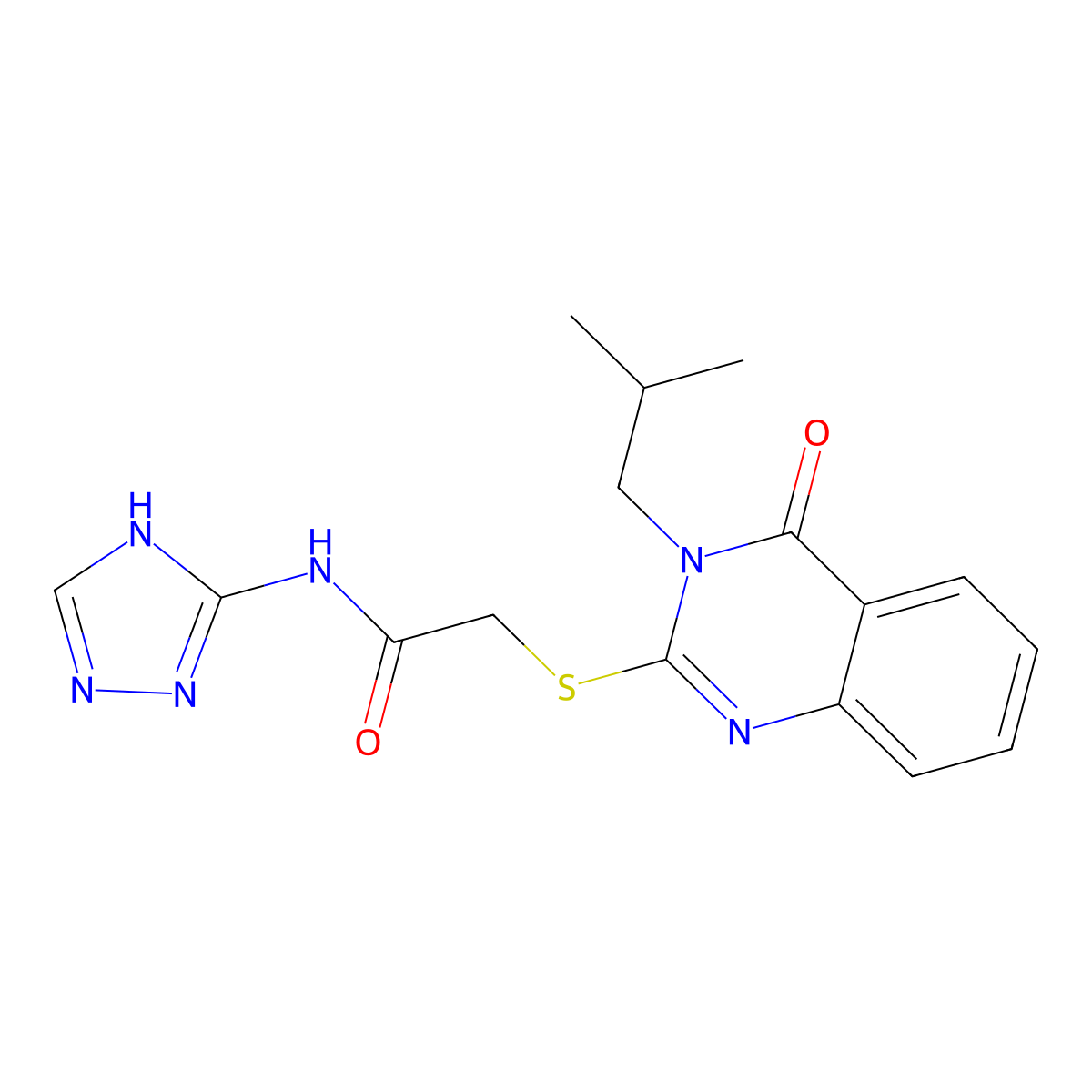 2-{[3-(2-methylpropyl)-4-oxo-3,4-dihydroquinazolin-2-yl]sulfanyl}-N-(4H-1,2,4-triazol-3-yl)acetamide molecular structure, CAS 1116071-30-7
