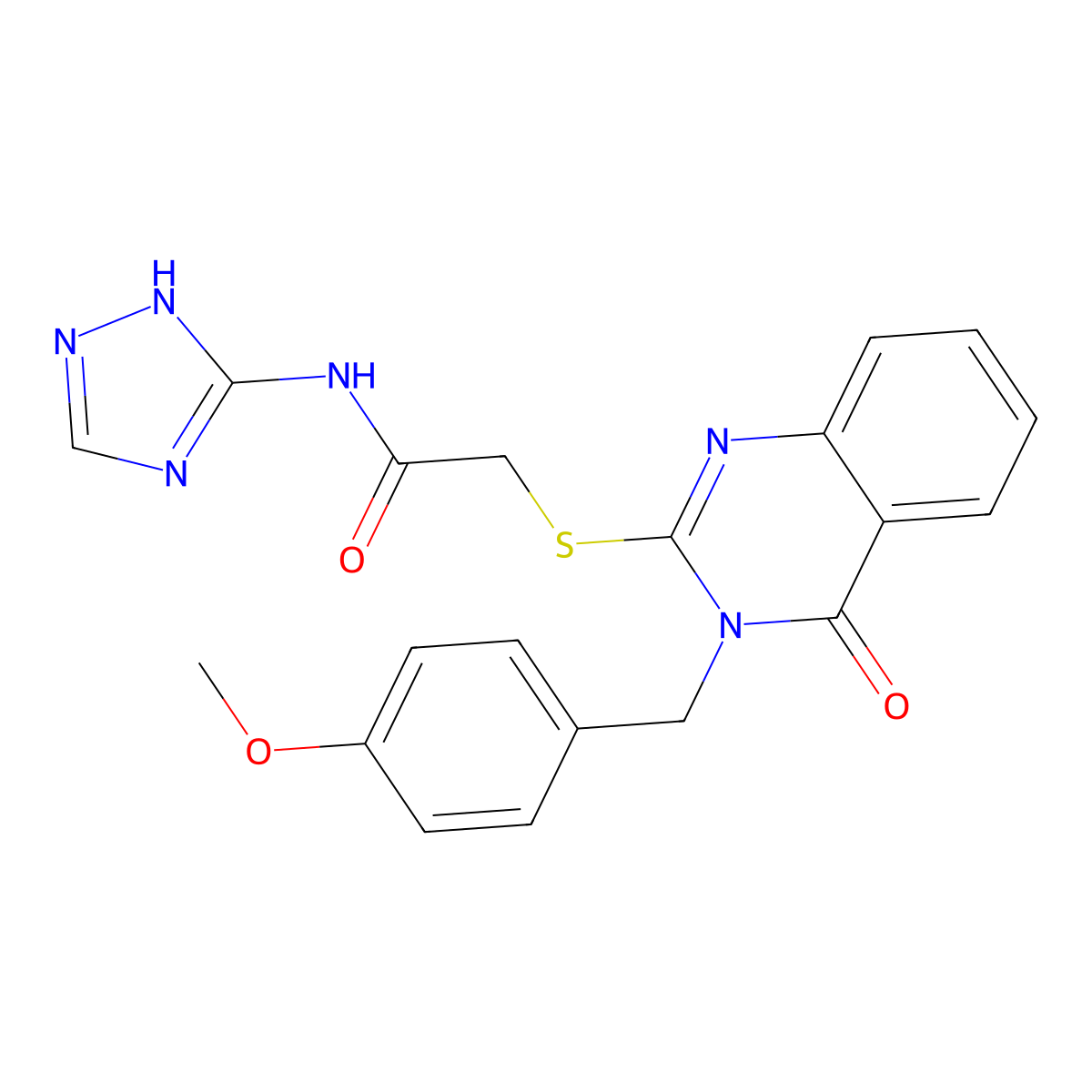 2-{[3-(4-methoxybenzyl)-4-oxo-3,4-dihydroquinazolin-2-yl]sulfanyl}-N-(4H-1,2,4-triazol-3-yl)acetamide molecular structure, CAS 1116071-35-2