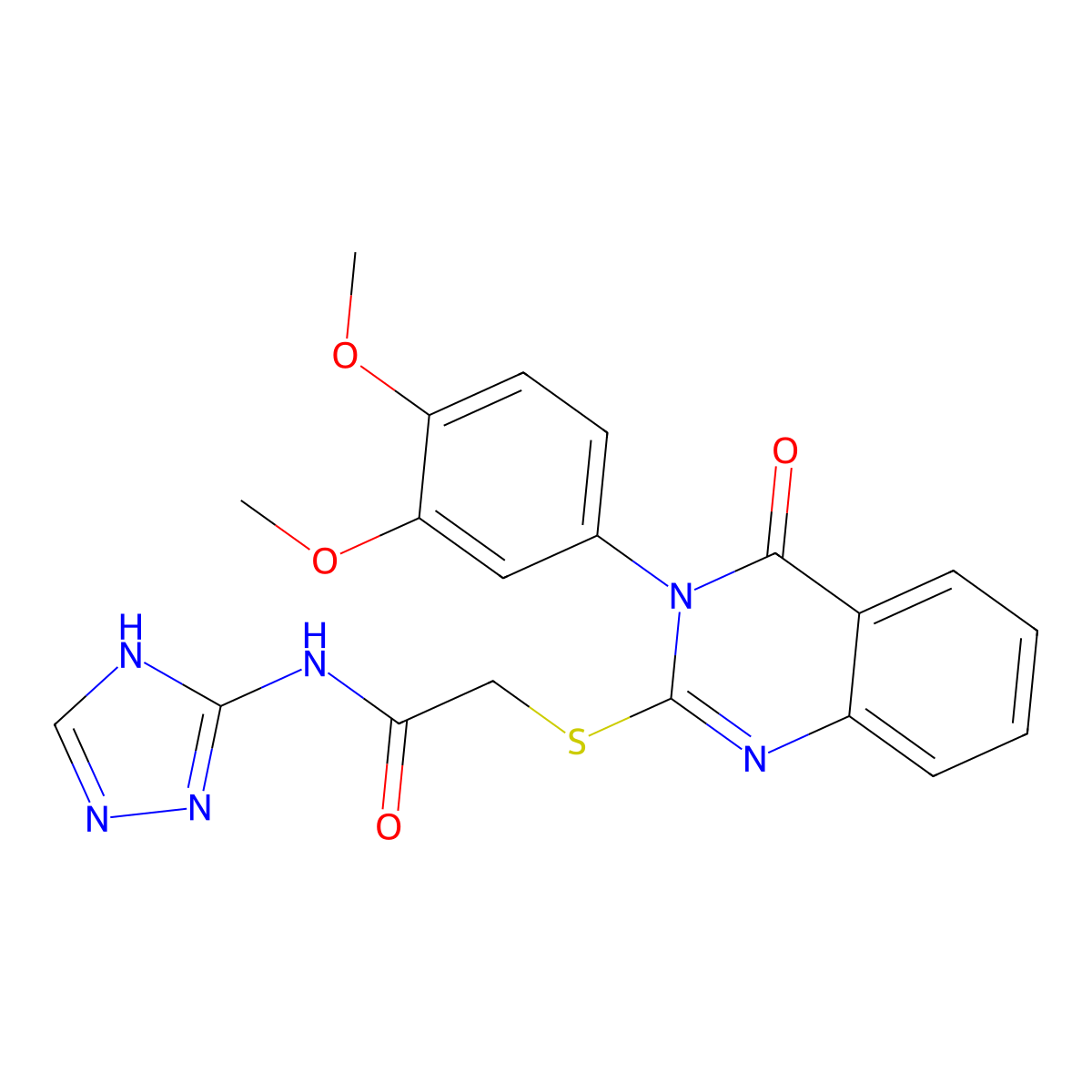 2-{[3-(3,4-dimethoxyphenyl)-4-oxo-3,4-dihydroquinazolin-2-yl]sulfanyl}-N-(4H-1,2,4-triazol-3-yl)acetamide molecular structure, CAS 1116071-36-3