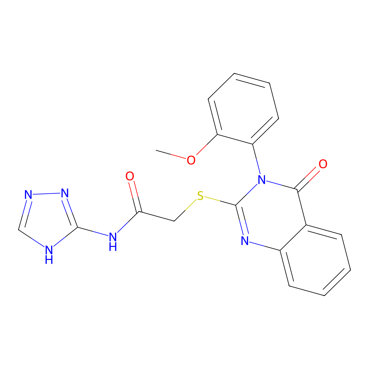 2-{[3-(2-methoxyphenyl)-4-oxo-3,4-dihydroquinazolin-2-yl]sulfanyl}-N-(4H-1,2,4-triazol-3-yl)acetamide molecular structure, CAS 1116071-39-6
