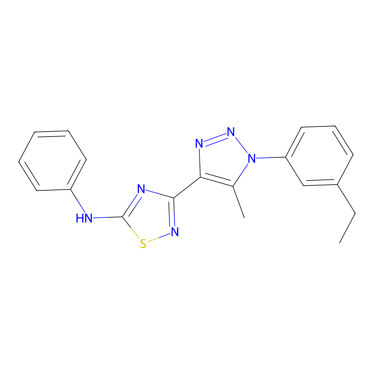3-[1-(3-ethylphenyl)-5-methyl-1H-1,2,3-triazol-4-yl]-N-phenyl-1,2,4-thiadiazol-5-amine molecular structure, CAS 1116071-40-9