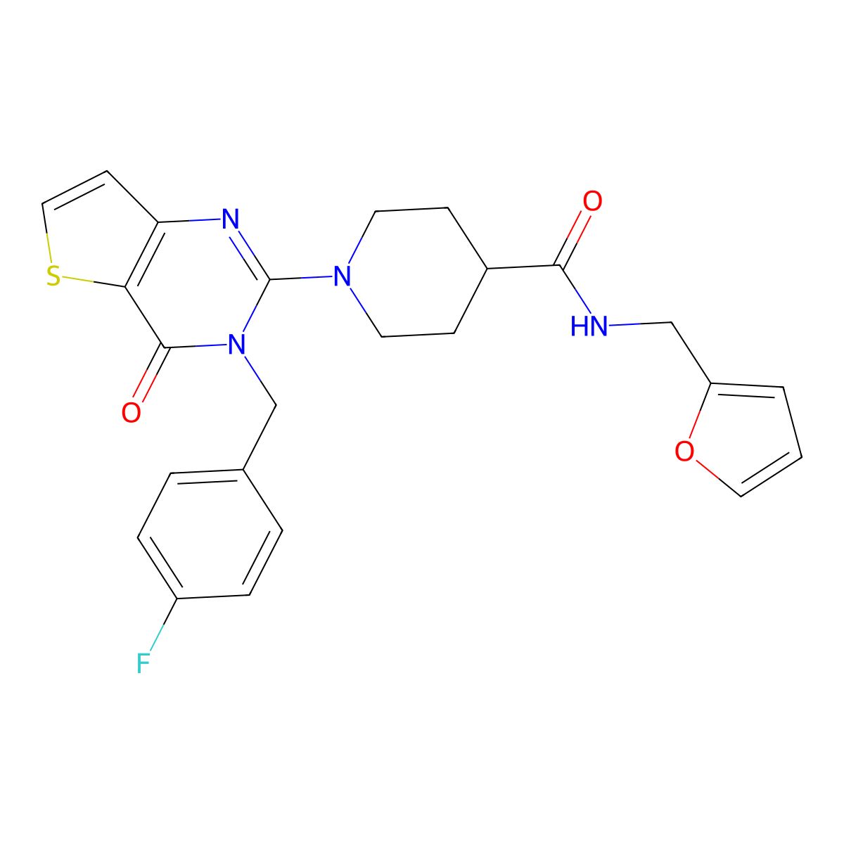 1-{3-[(4-fluorophenyl)methyl]-4-oxo-3H,4H-thieno[3,2-d]pyrimidin-2-yl}-N-[(furan-2-yl)methyl]piperidine-4-carboxamide molecular structure, CAS 1116071-48-7