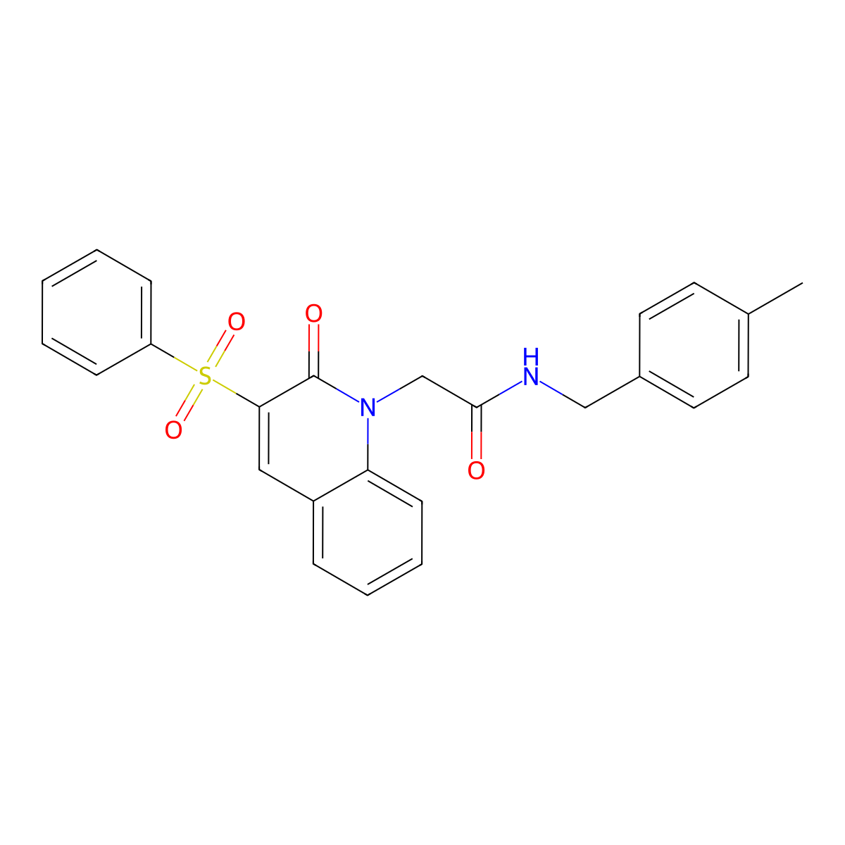 2-[3-(benzenesulfonyl)-2-oxo-1,2-dihydroquinolin-1-yl]-N-[(4-methylphenyl)methyl]acetamide molecular structure, CAS 1116074-05-5