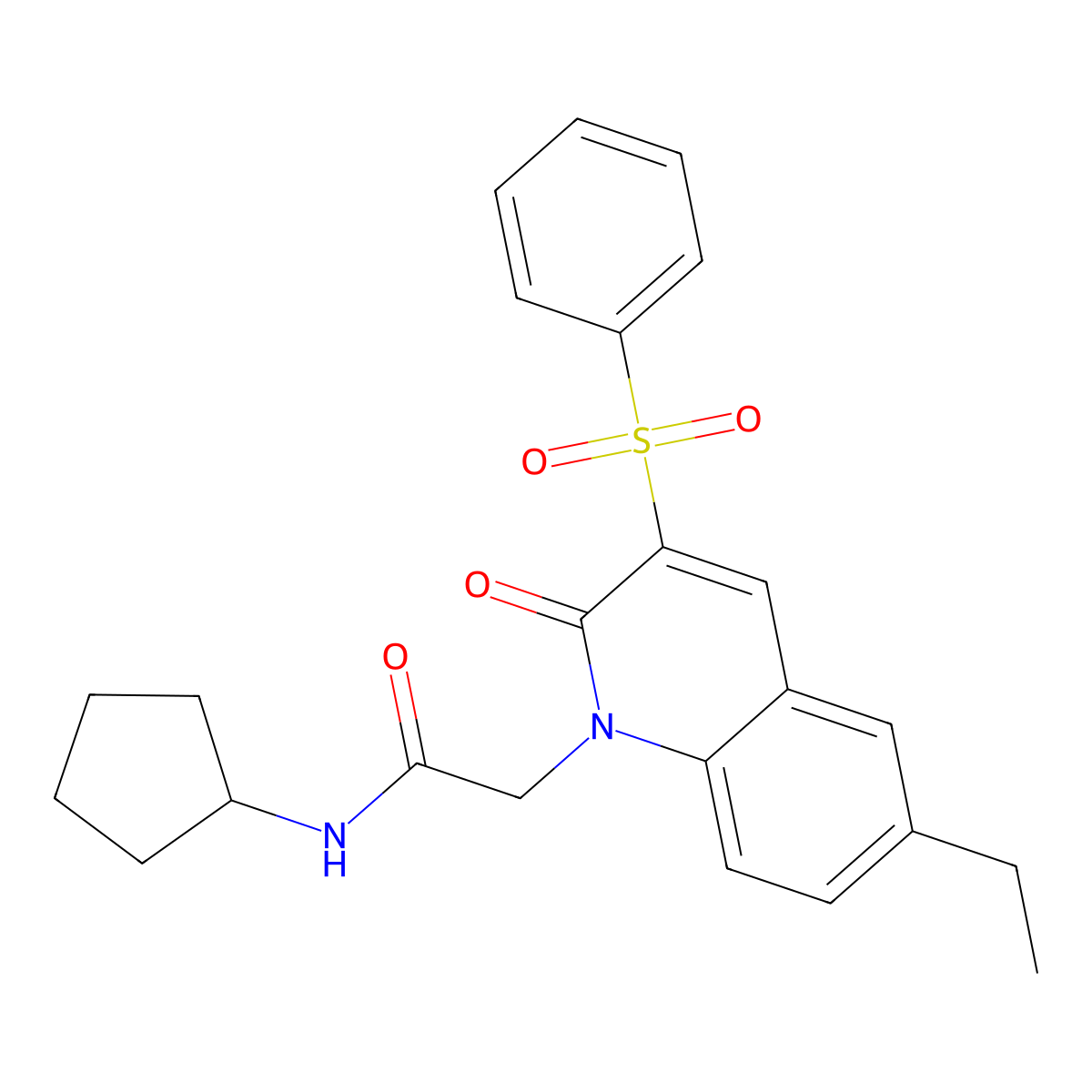 2-[3-(benzenesulfonyl)-6-ethyl-2-oxo-1,2-dihydroquinolin-1-yl]-N-cyclopentylacetamide molecular structure, CAS 1116074-11-3