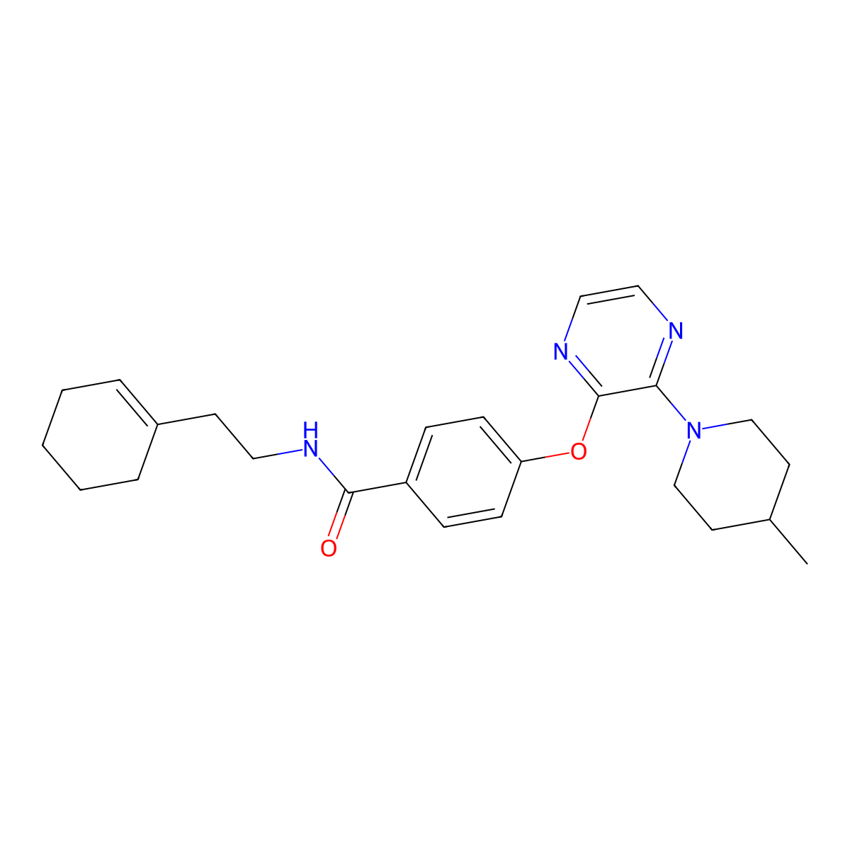 N-[2-(cyclohex-1-en-1-yl)ethyl]-4-{[3-(4-methylpiperidin-1-yl)pyrazin-2-yl]oxy}benzamide molecular structure, CAS 1116074-21-5