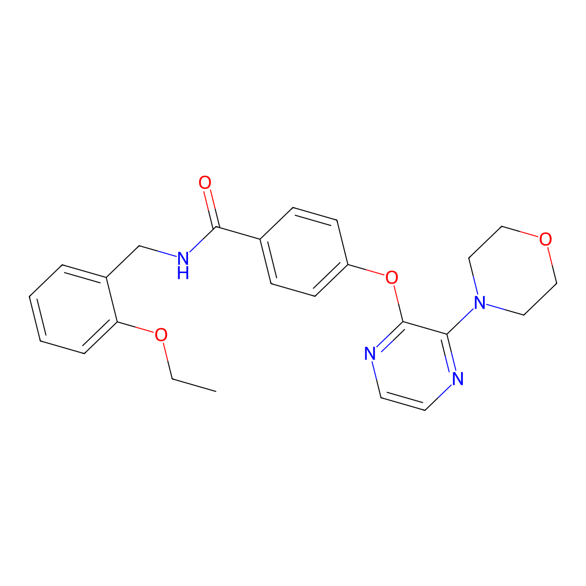 N-(2-ethoxybenzyl)-4-{[3-(morpholin-4-yl)pyrazin-2-yl]oxy}benzamide molecular structure, CAS 1116074-26-0