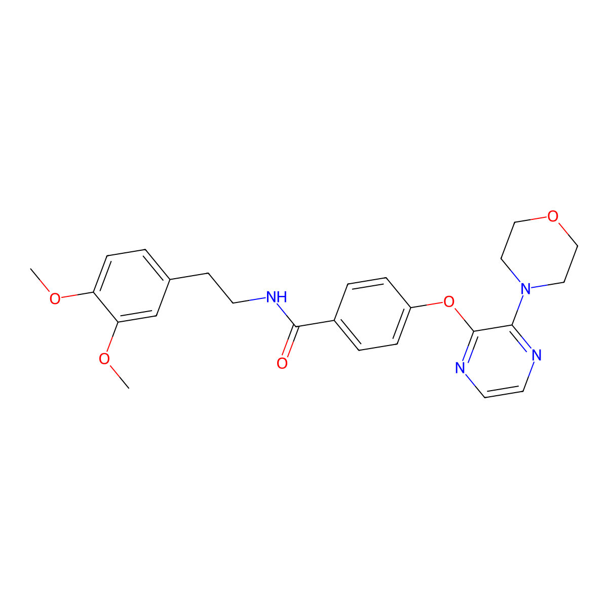 N-[2-(3,4-dimethoxyphenyl)ethyl]-4-{[3-(morpholin-4-yl)pyrazin-2-yl]oxy}benzamide molecular structure, CAS 1116074-29-3