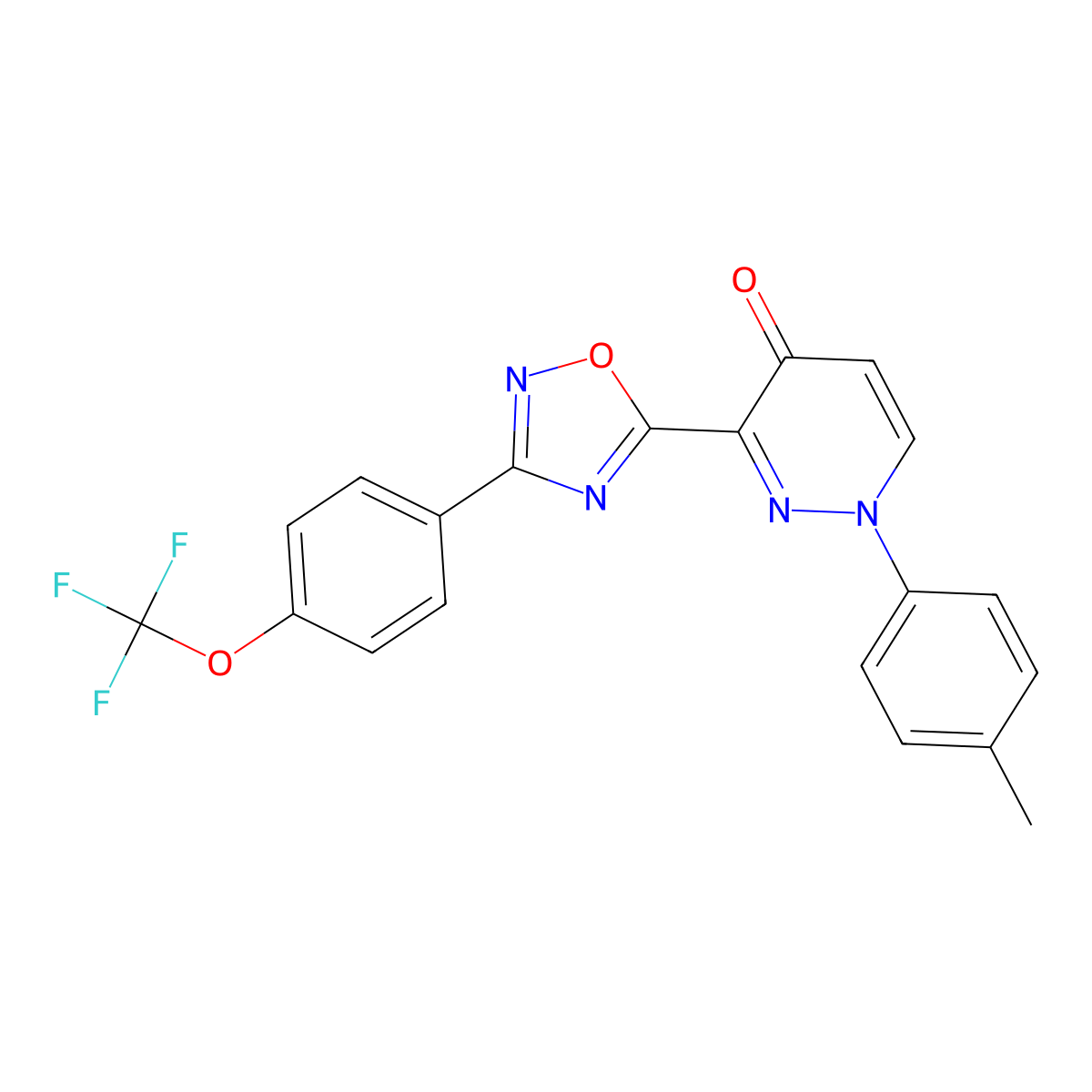 1-(4-methylphenyl)-3-{3-[4-(trifluoromethoxy)phenyl]-1,2,4-oxadiazol-5-yl}pyridazin-4(1H)-one molecular structure, CAS 1116076-88-0