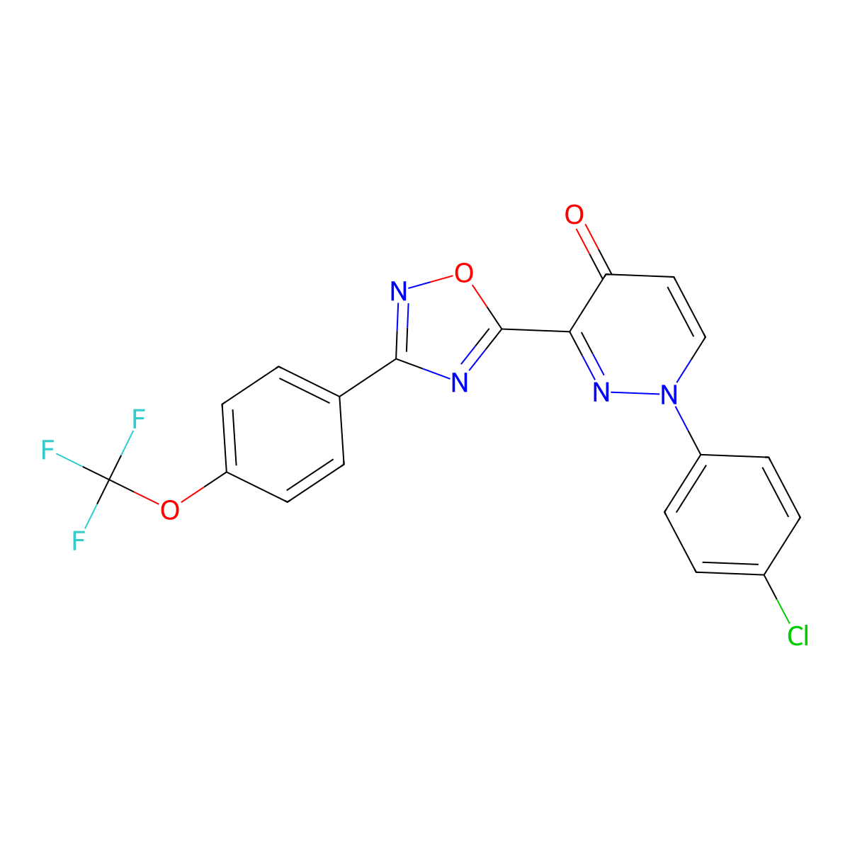 1-(4-chlorophenyl)-3-(3-(4-(trifluoromethoxy)phenyl)-1,2,4-oxadiazol-5-yl)pyridazin-4(1H)-one molecular structure, CAS 1116076-92-6