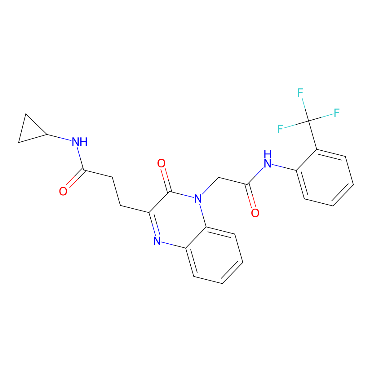 N-Cyclopropyl-3-[3-oxo-4-({[2-(trifluoromethyl)phenyl]carbamoyl}methyl)-3,4-dihydroquinoxalin-2-YL]propanamide molecular structure, CAS 1116082-09-7
