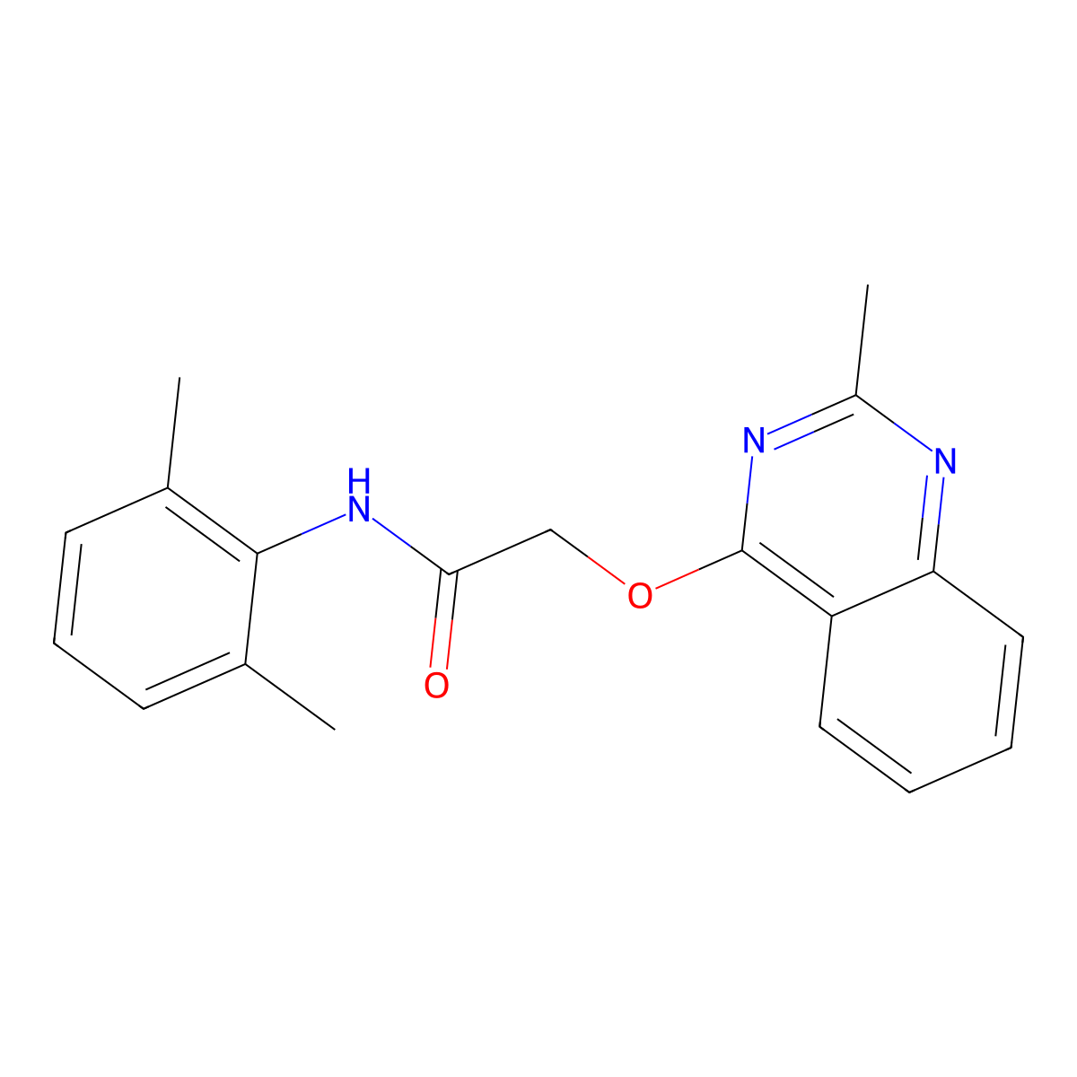 N-(2,6-dimethylphenyl)-2-((2-methylquinazolin-4-yl)oxy)acetamide molecular structure, CAS 1116082-28-0