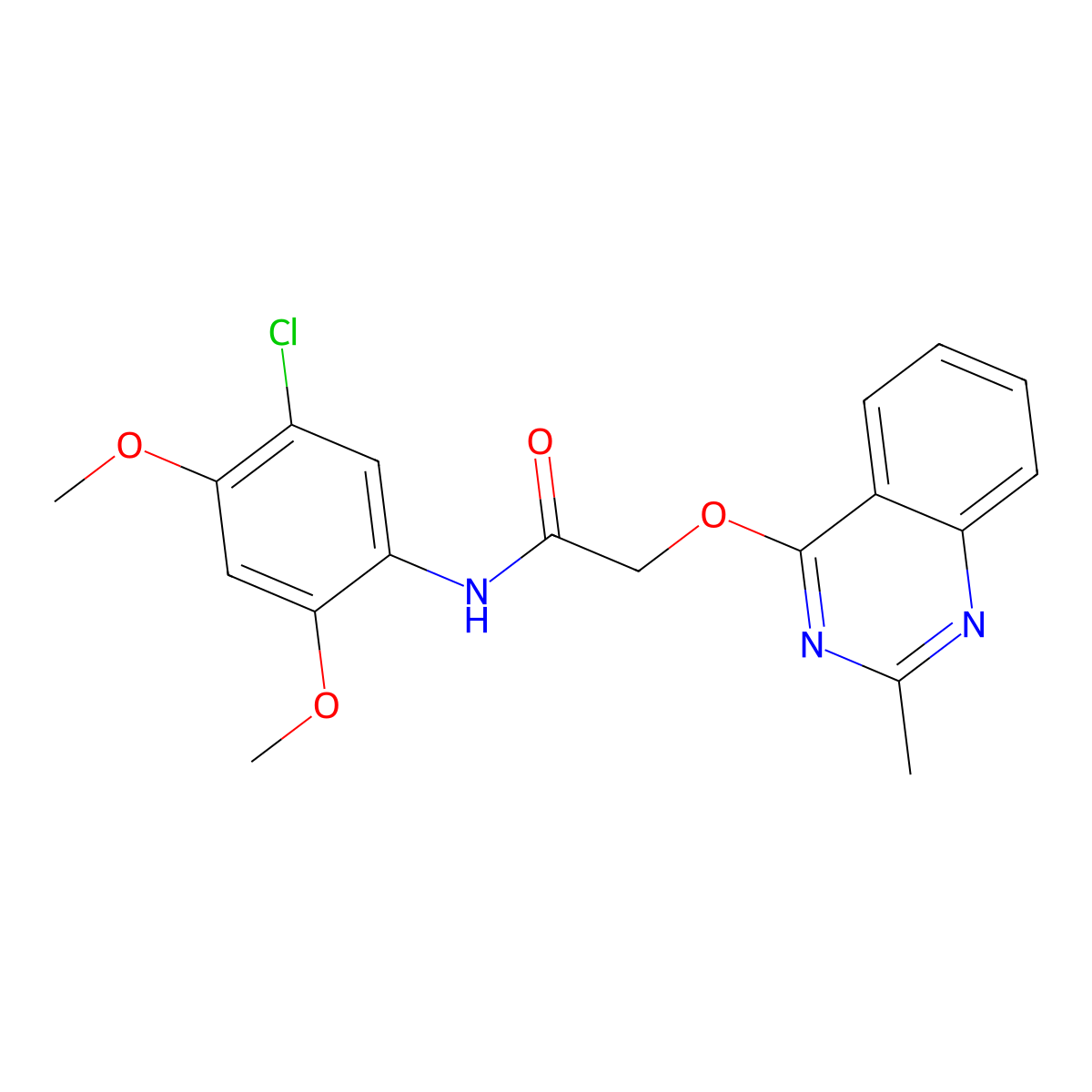 N-(5-chloro-2,4-dimethoxyphenyl)-2-[(2-methylquinazolin-4-yl)oxy]acetamide molecular structure, CAS 1116082-34-8