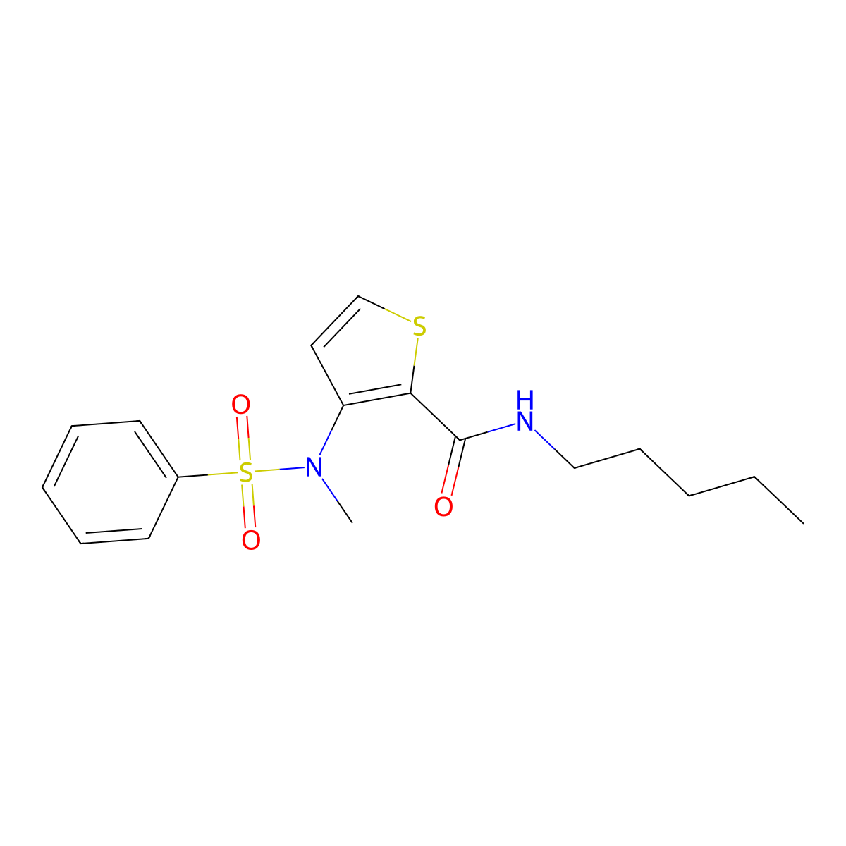 3-(N-methylbenzenesulfonamido)-N-pentylthiophene-2-carboxamide molecular structure, CAS 1116082-45-1