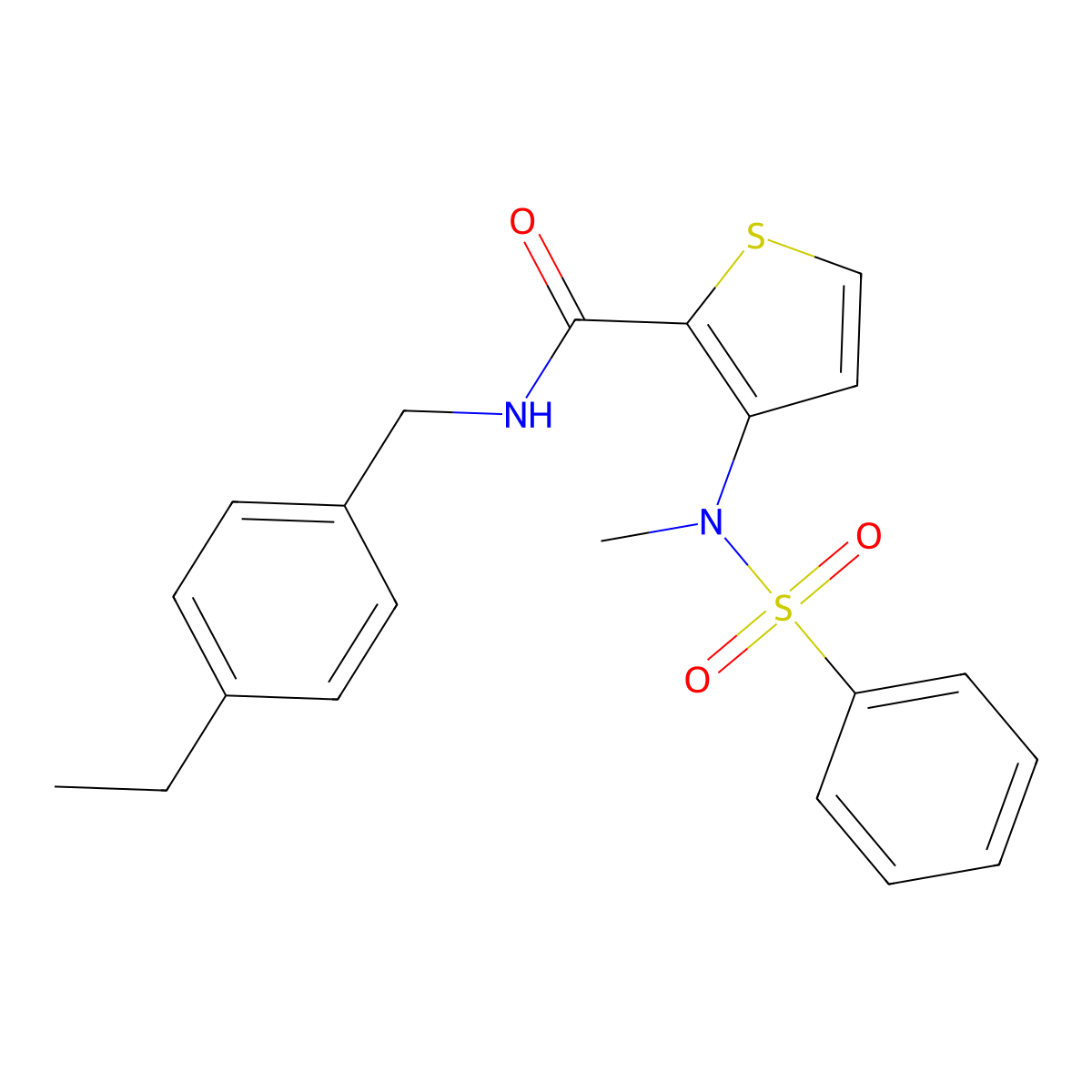 N-(4-ethylbenzyl)-3-[methyl(phenylsulfonyl)amino]thiophene-2-carboxamide molecular structure, CAS 1116082-46-2