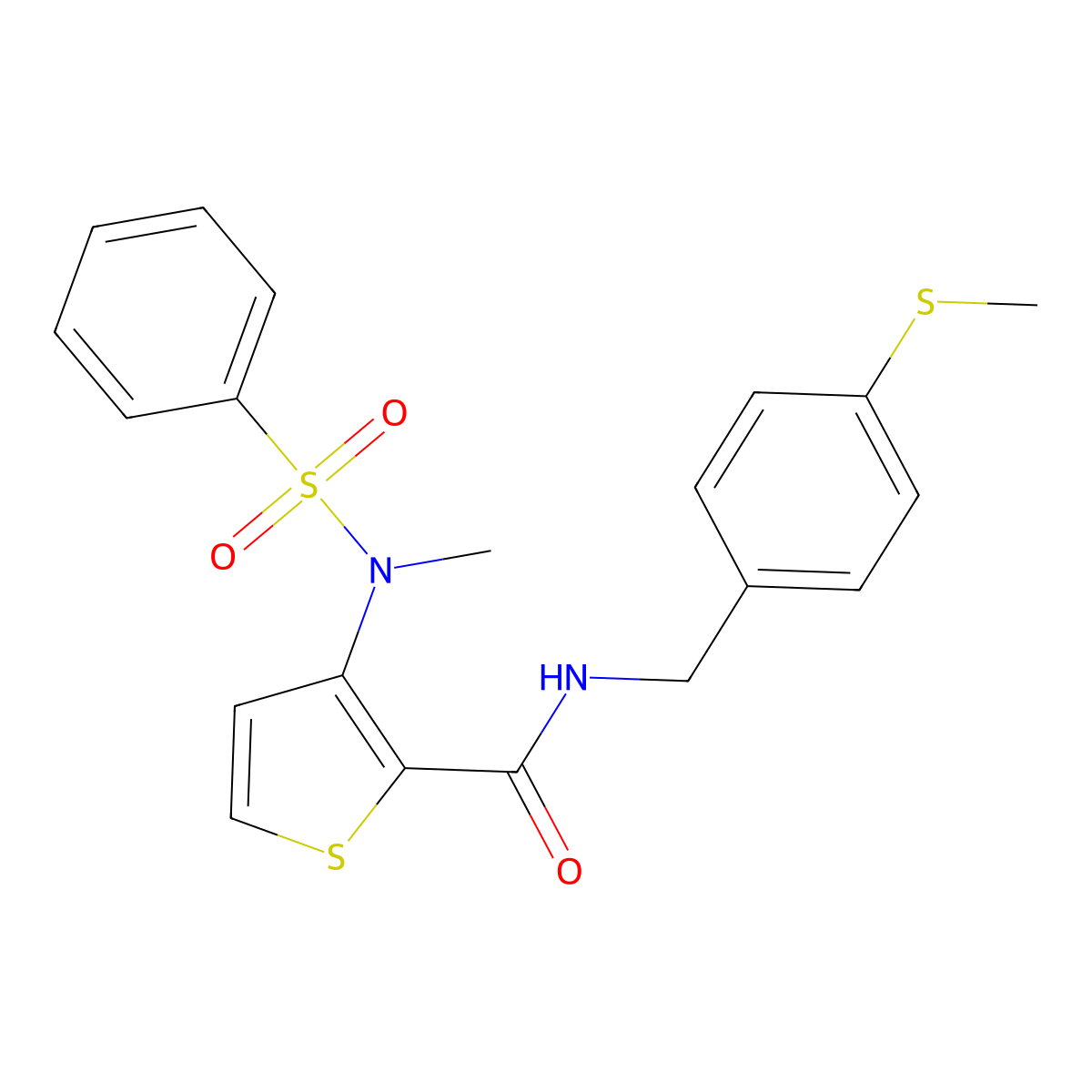 3-[methyl(phenylsulfonyl)amino]-N-[4-(methylsulfanyl)benzyl]thiophene-2-carboxamide molecular structure, CAS 1116082-48-4