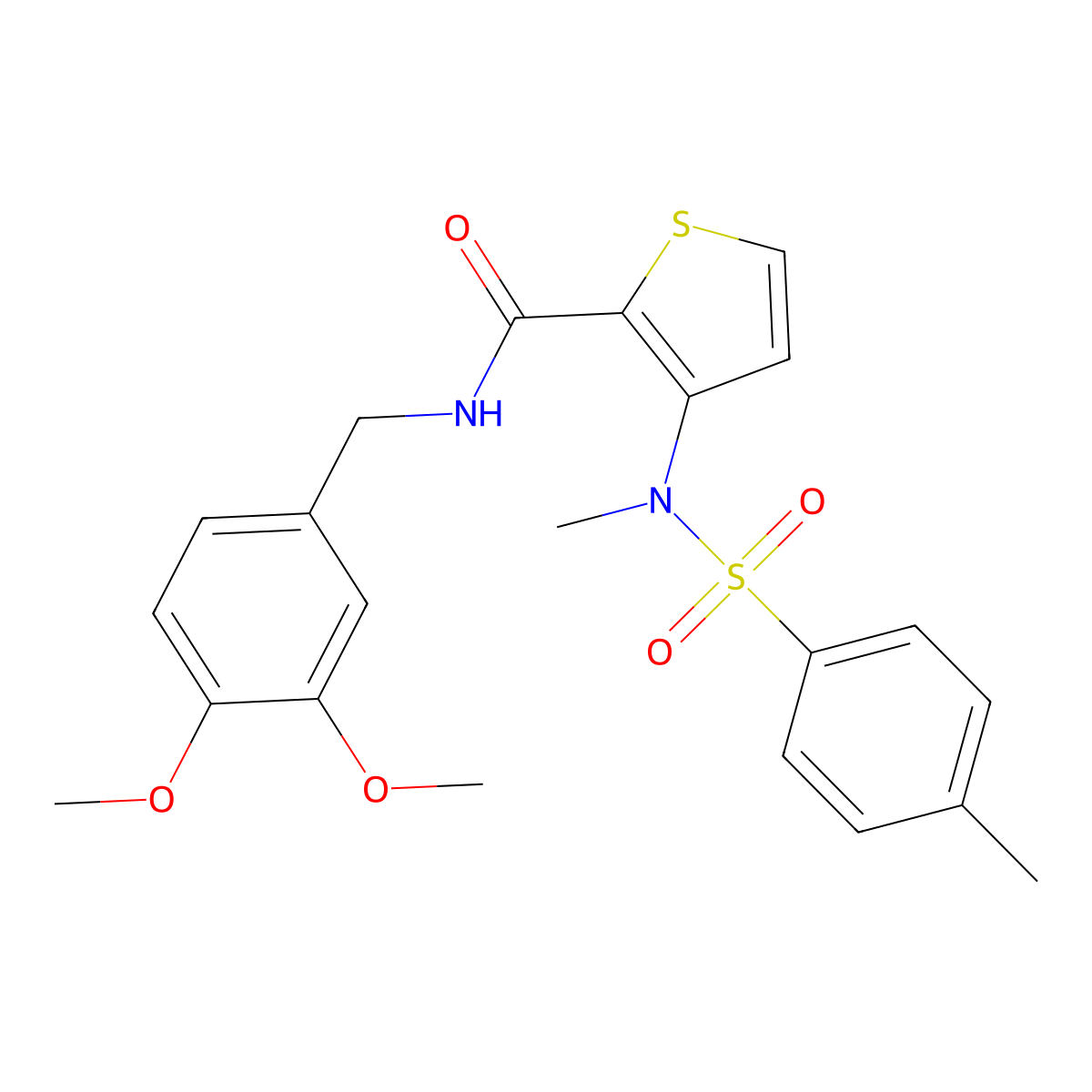 N-[(3,4-dimethoxyphenyl)methyl]-3-(N-methyl4-methylbenzenesulfonamido)thiophene-2-carboxamide molecular structure, CAS 1116082-53-1