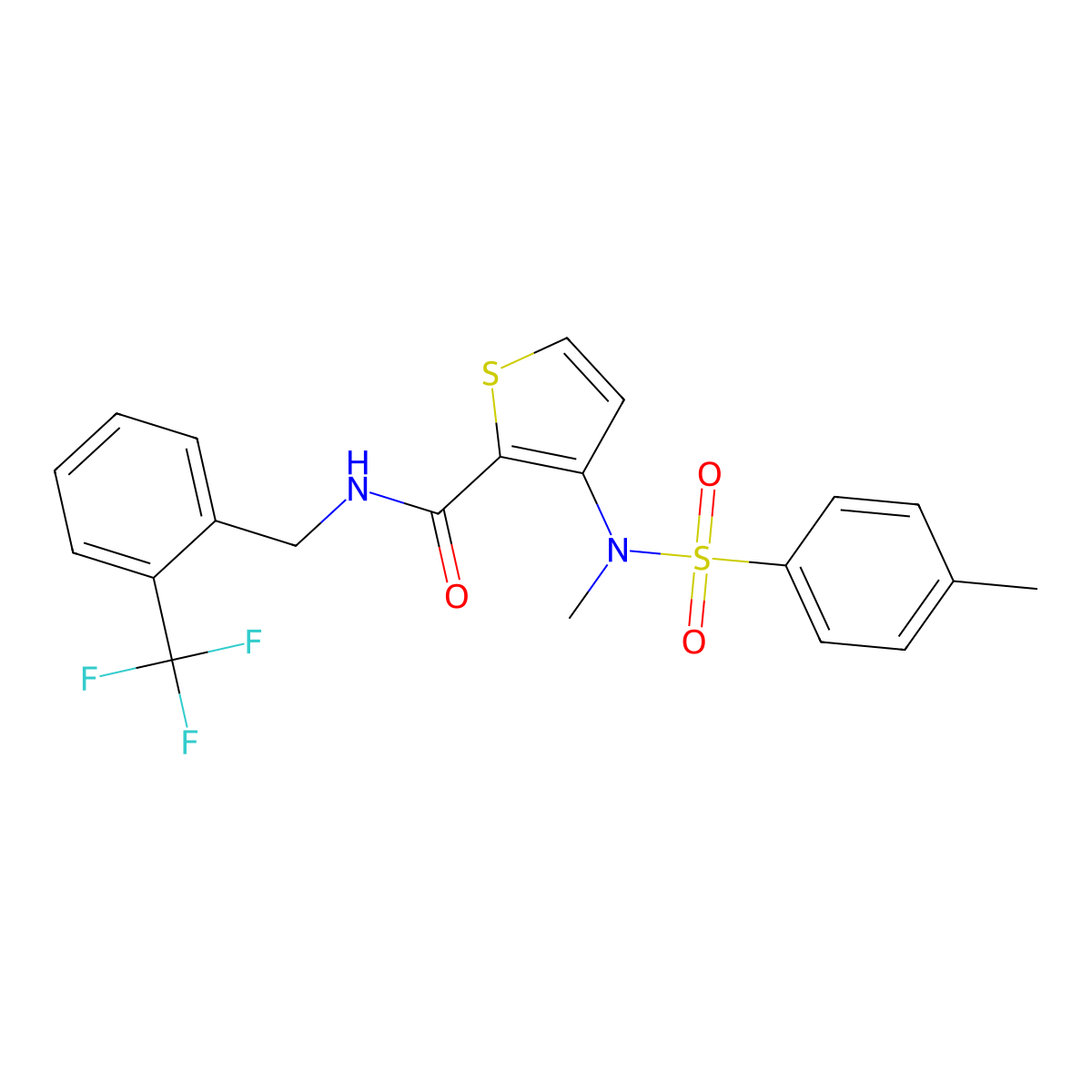 3-(N-methyl4-methylbenzenesulfonamido)-N-{[2-(trifluoromethyl)phenyl]methyl}thiophene-2-carboxamide molecular structure, CAS 1116082-55-3