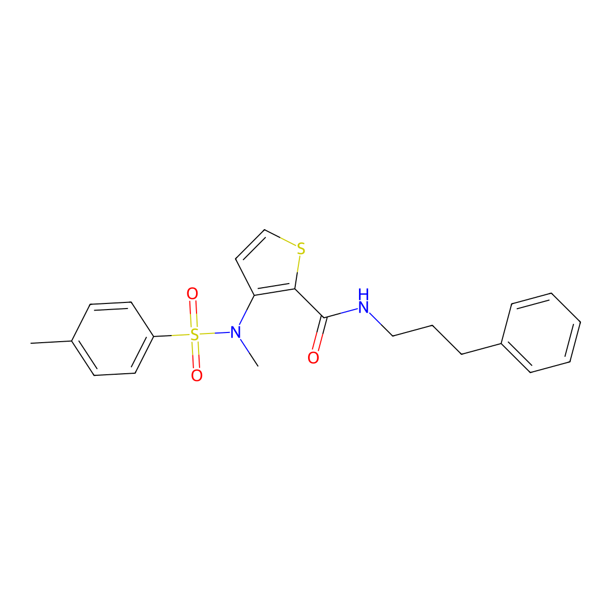 3-(N-methyl4-methylbenzenesulfonamido)-N-(3-phenylpropyl)thiophene-2-carboxamide molecular structure, CAS 1116082-56-4