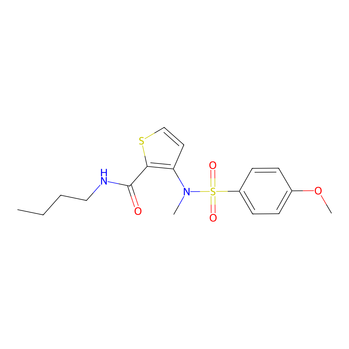 N-butyl-3-(N-methyl4-methoxybenzenesulfonamido)thiophene-2-carboxamide molecular structure, CAS 1116082-59-7