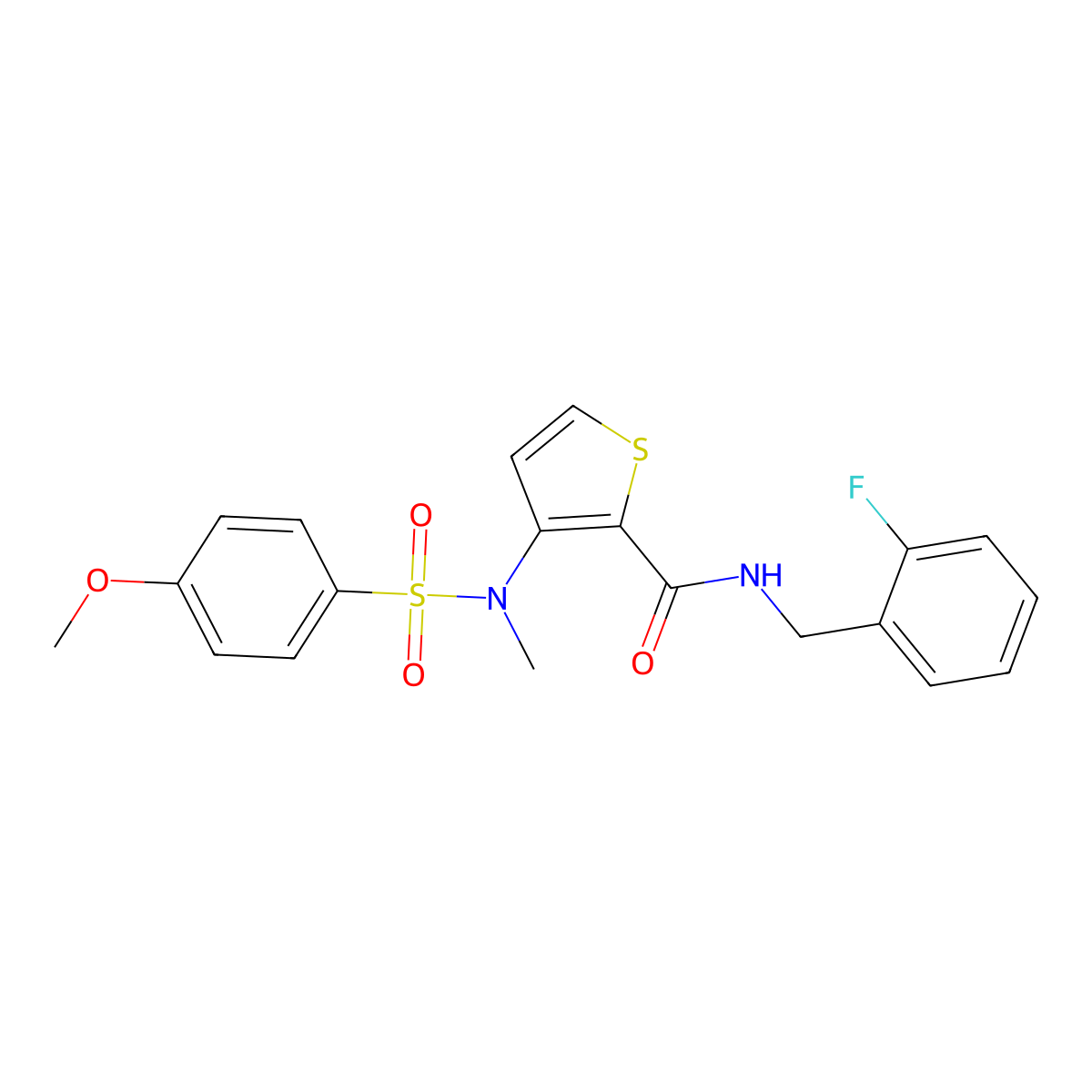N-[(2-fluorophenyl)methyl]-3-(N-methyl4-methoxybenzenesulfonamido)thiophene-2-carboxamide molecular structure, CAS 1116082-61-1