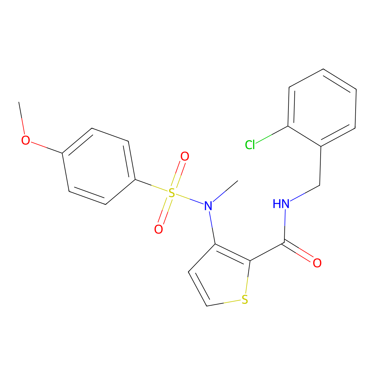 N-[(2-chlorophenyl)methyl]-3-(N-methyl4-methoxybenzenesulfonamido)thiophene-2-carboxamide molecular structure, CAS 1116082-62-2