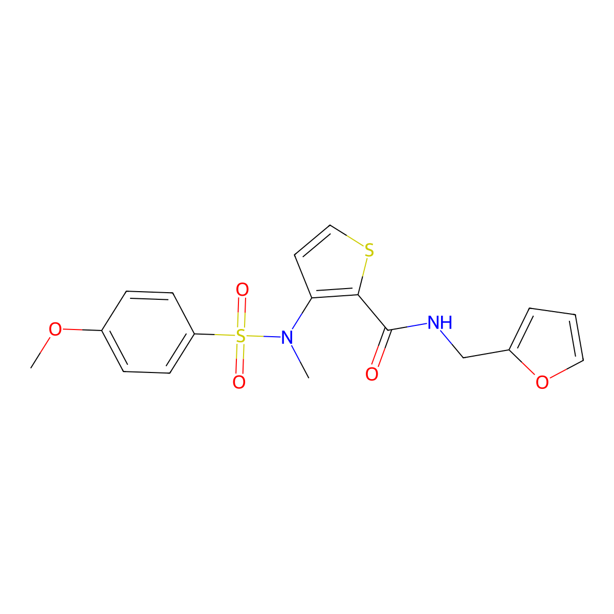 N-(furan-2-ylmethyl)-3-(4-methoxy-N-methylphenylsulfonamido)thiophene-2-carboxamide molecular structure, CAS 1116082-64-4
